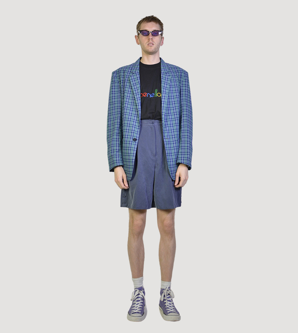 90s blue check blazer - PICKNWEIGHT - VINTAGE KILO STORE