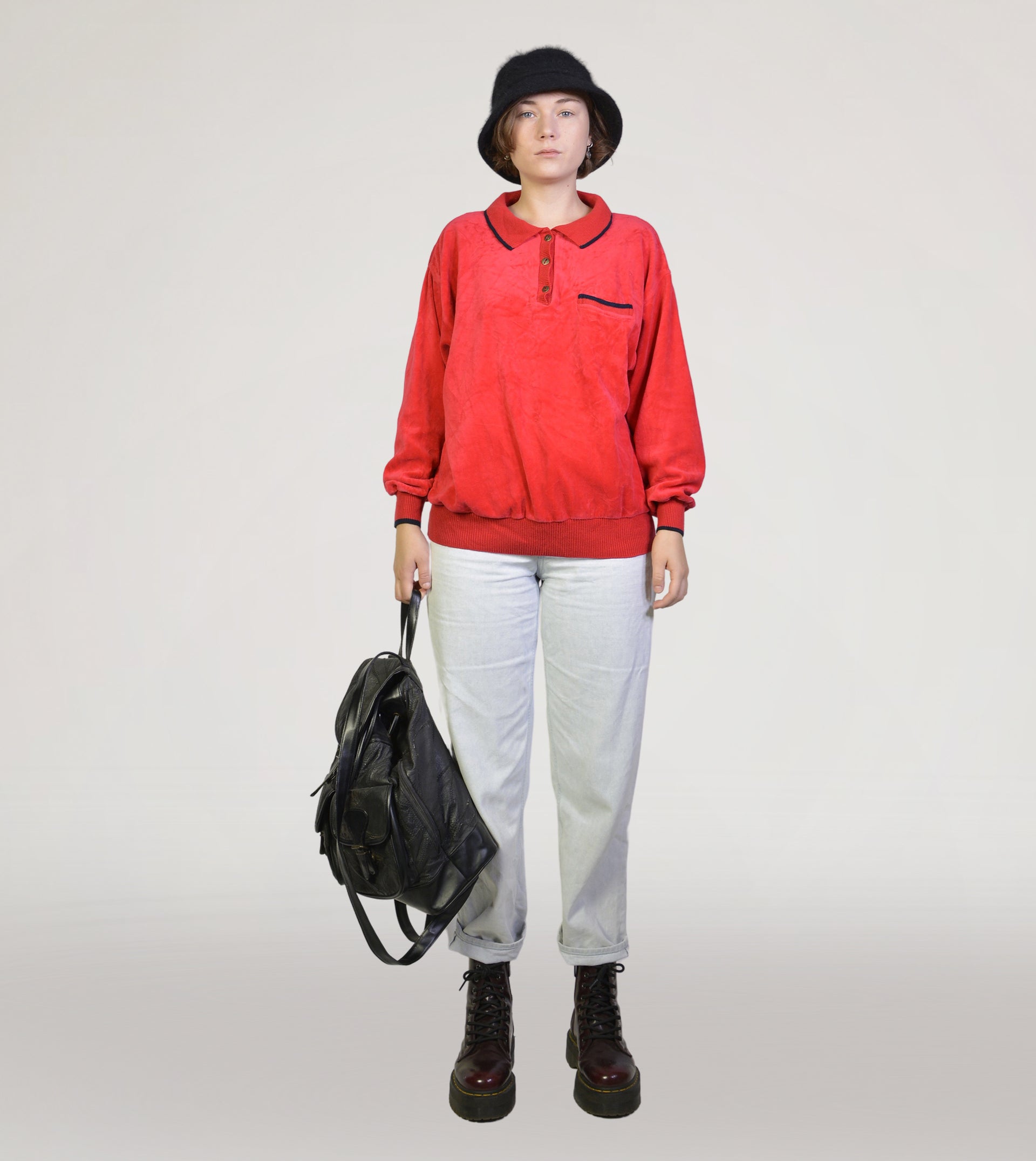 Red velvet sweater - PICKNWEIGHT - VINTAGE KILO STORE