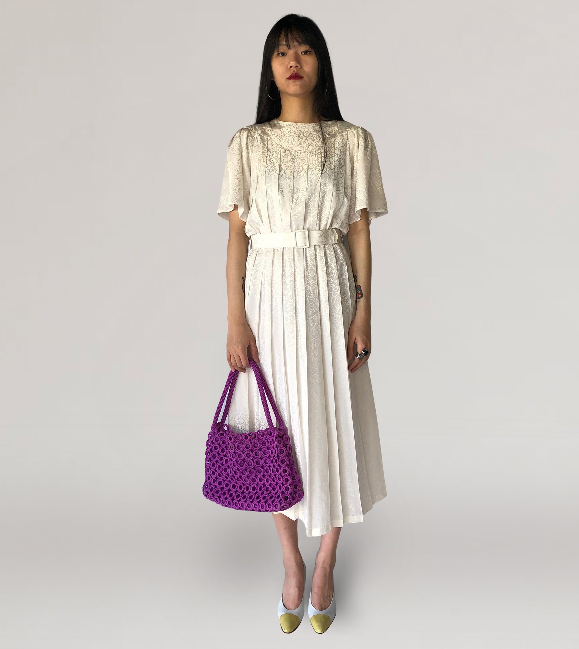 White pattern dress - PICKNWEIGHT - VINTAGE KILO STORE