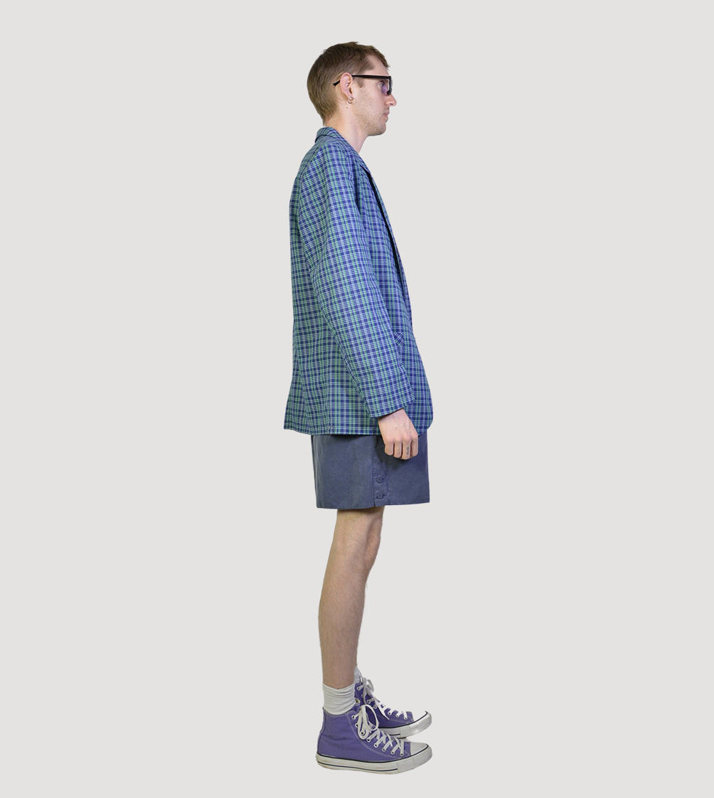 90s blue check blazer - PICKNWEIGHT - VINTAGE KILO STORE