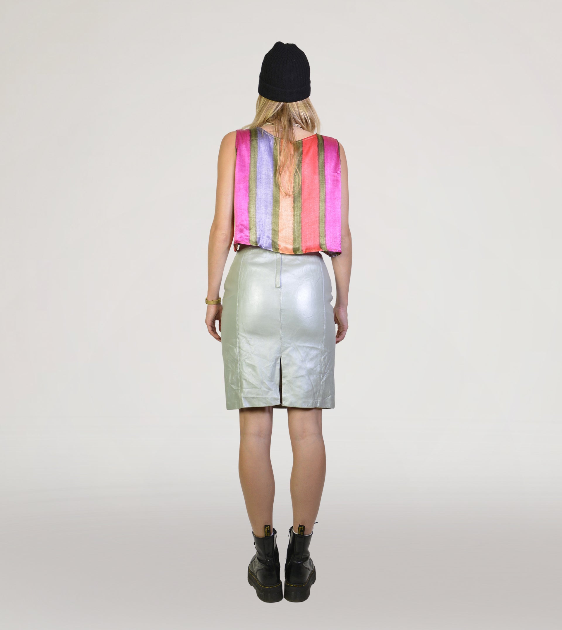 80s silver leather skirt - PICKNWEIGHT - VINTAGE KILO STORE
