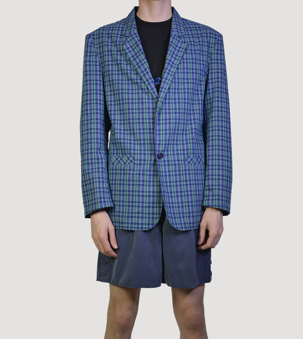 90s blue check blazer - PICKNWEIGHT - VINTAGE KILO STORE