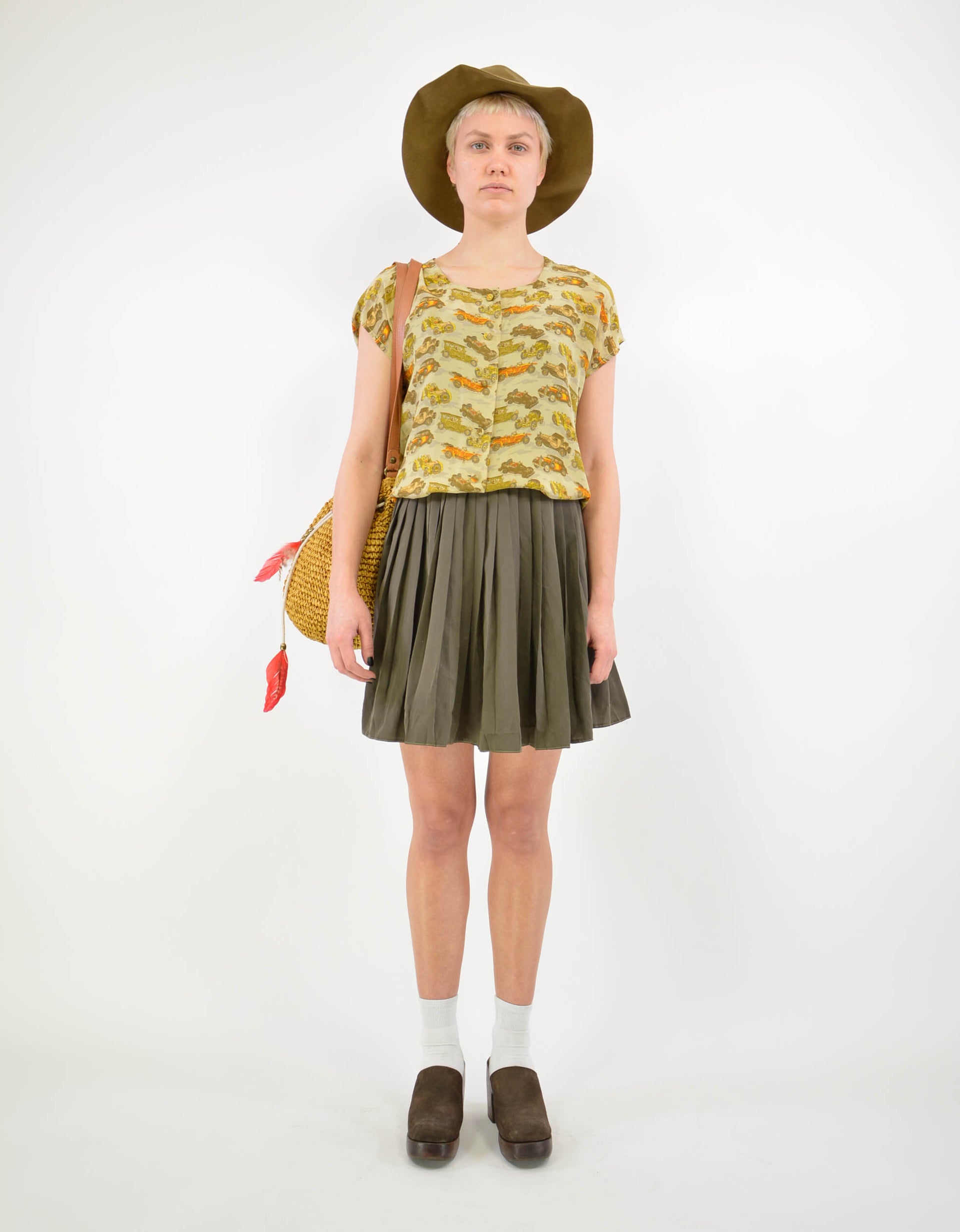 Old car silk blouse - PICKNWEIGHT - VINTAGE KILO STORE