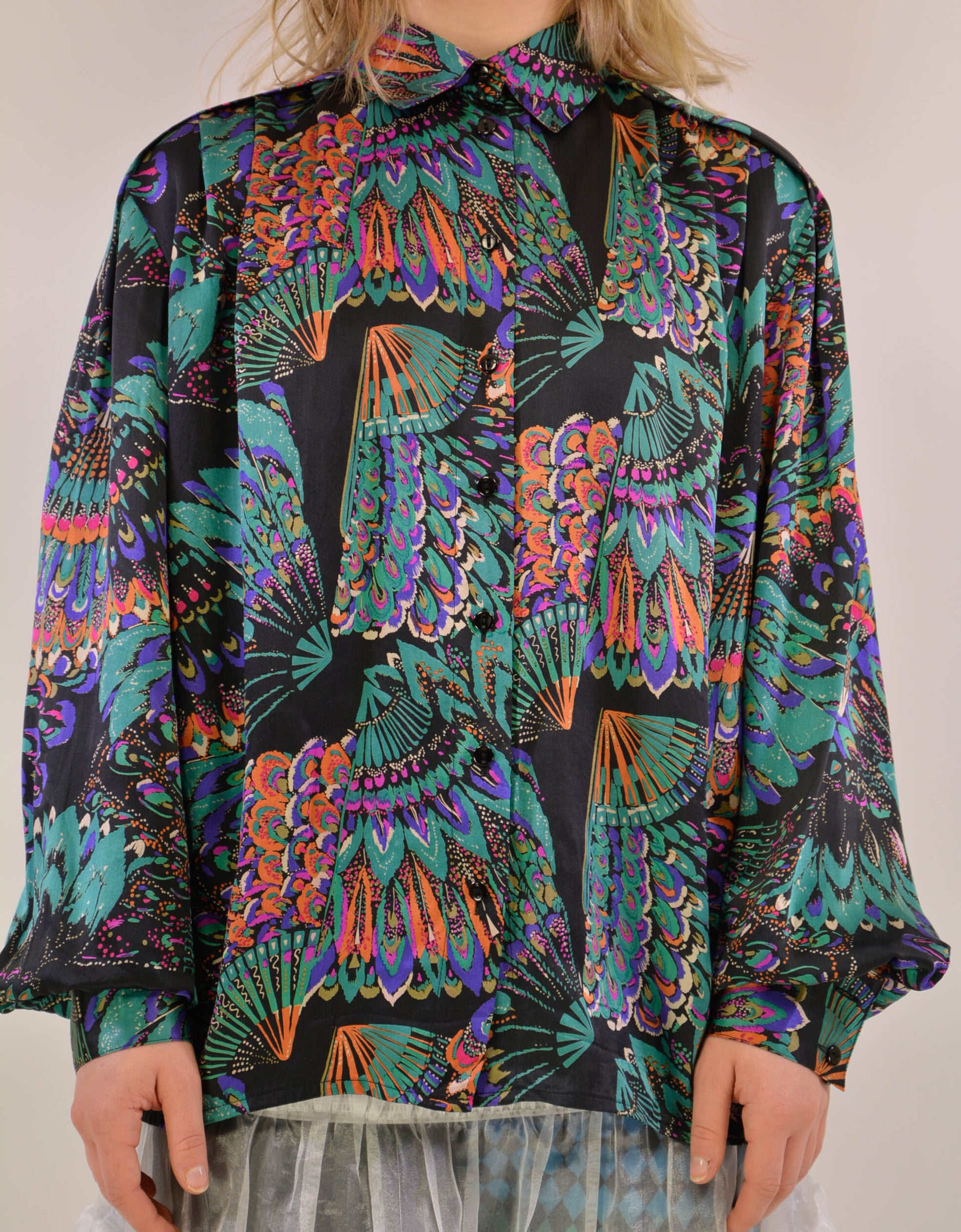 80s printed silk blouse - PICKNWEIGHT - VINTAGE KILO STORE