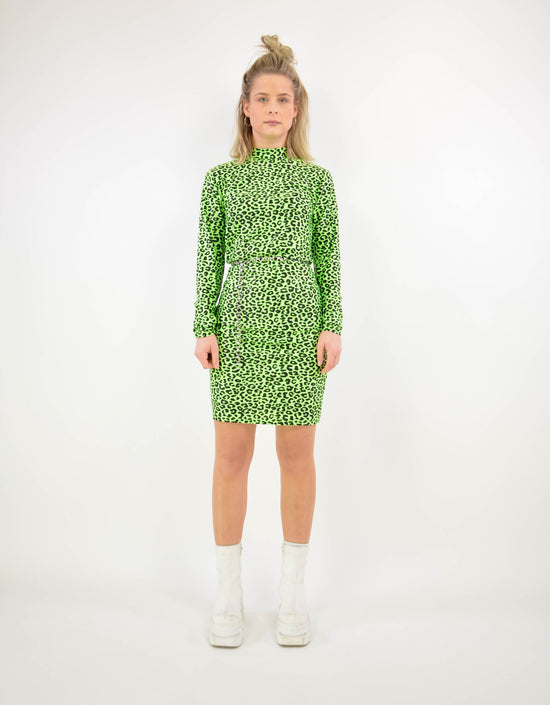 Green leopard dress - PICKNWEIGHT - VINTAGE KILO STORE