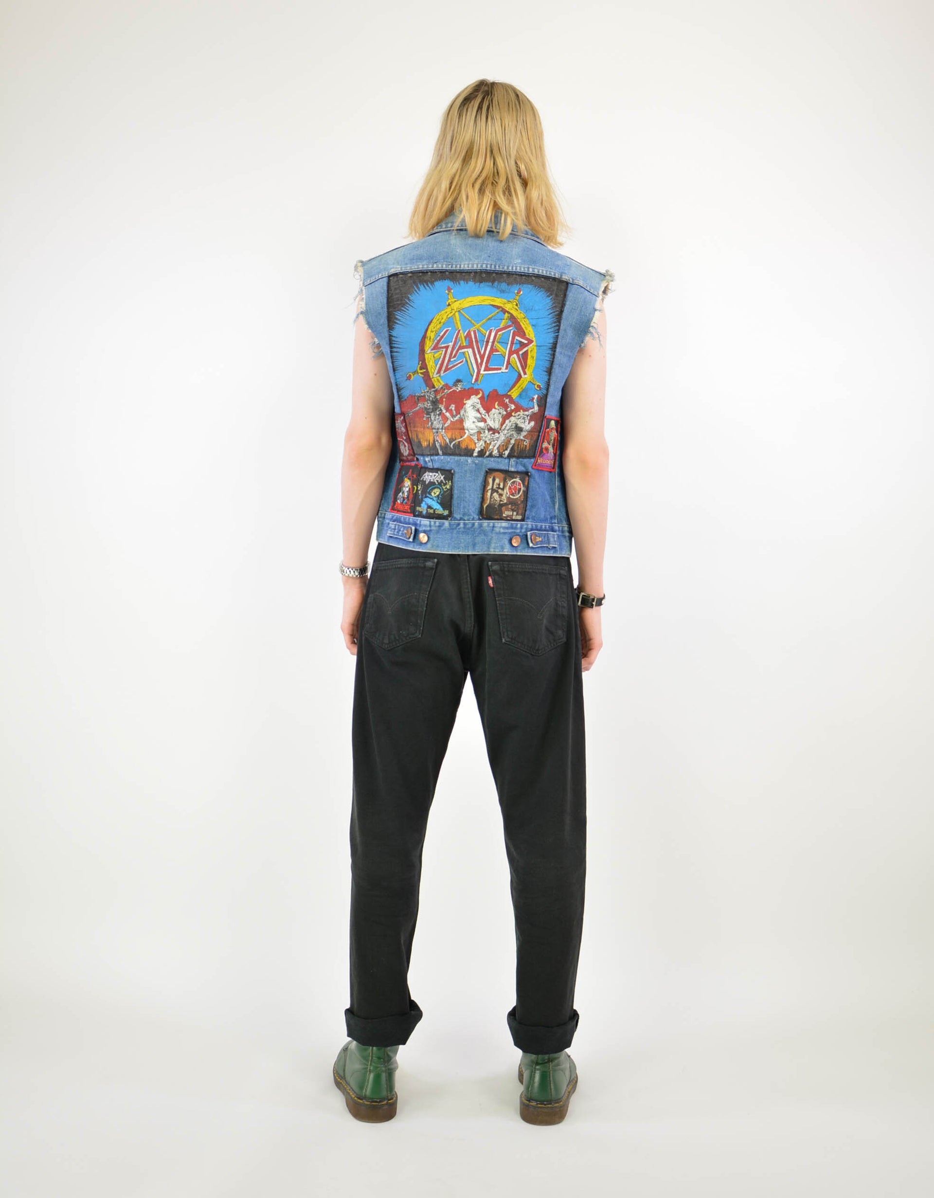 Biker vest with patches - PICKNWEIGHT - VINTAGE KILO STORE