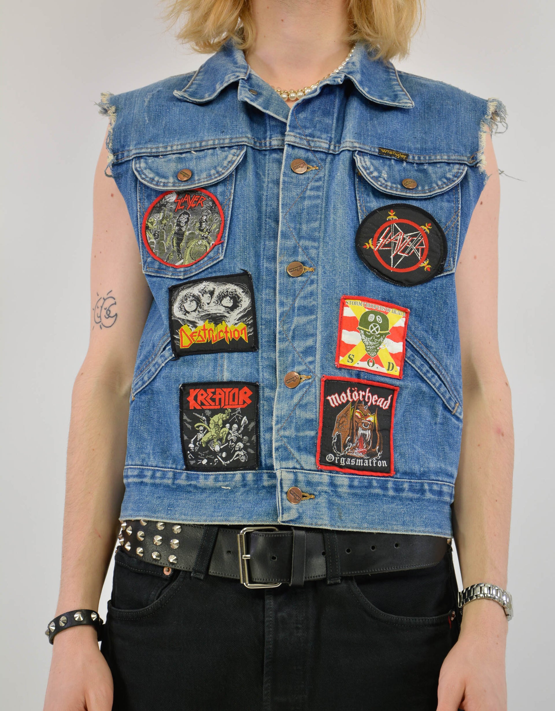Biker vest with patches - PICKNWEIGHT - VINTAGE KILO STORE