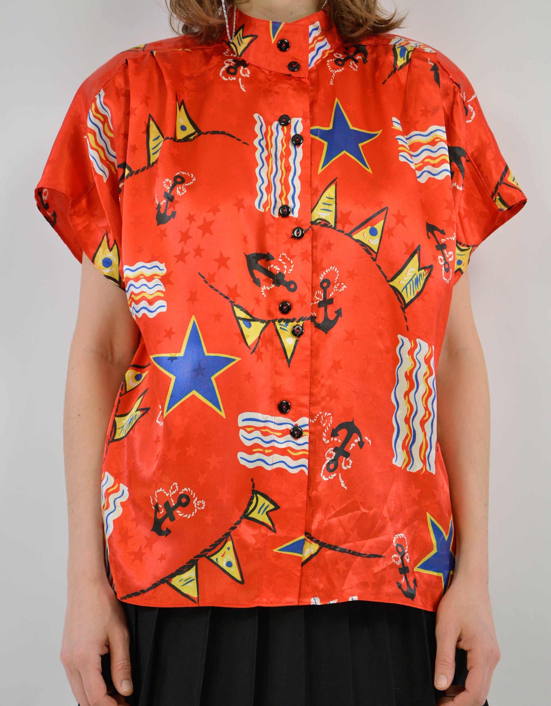 80s sailor print blouse - PICKNWEIGHT - VINTAGE KILO STORE