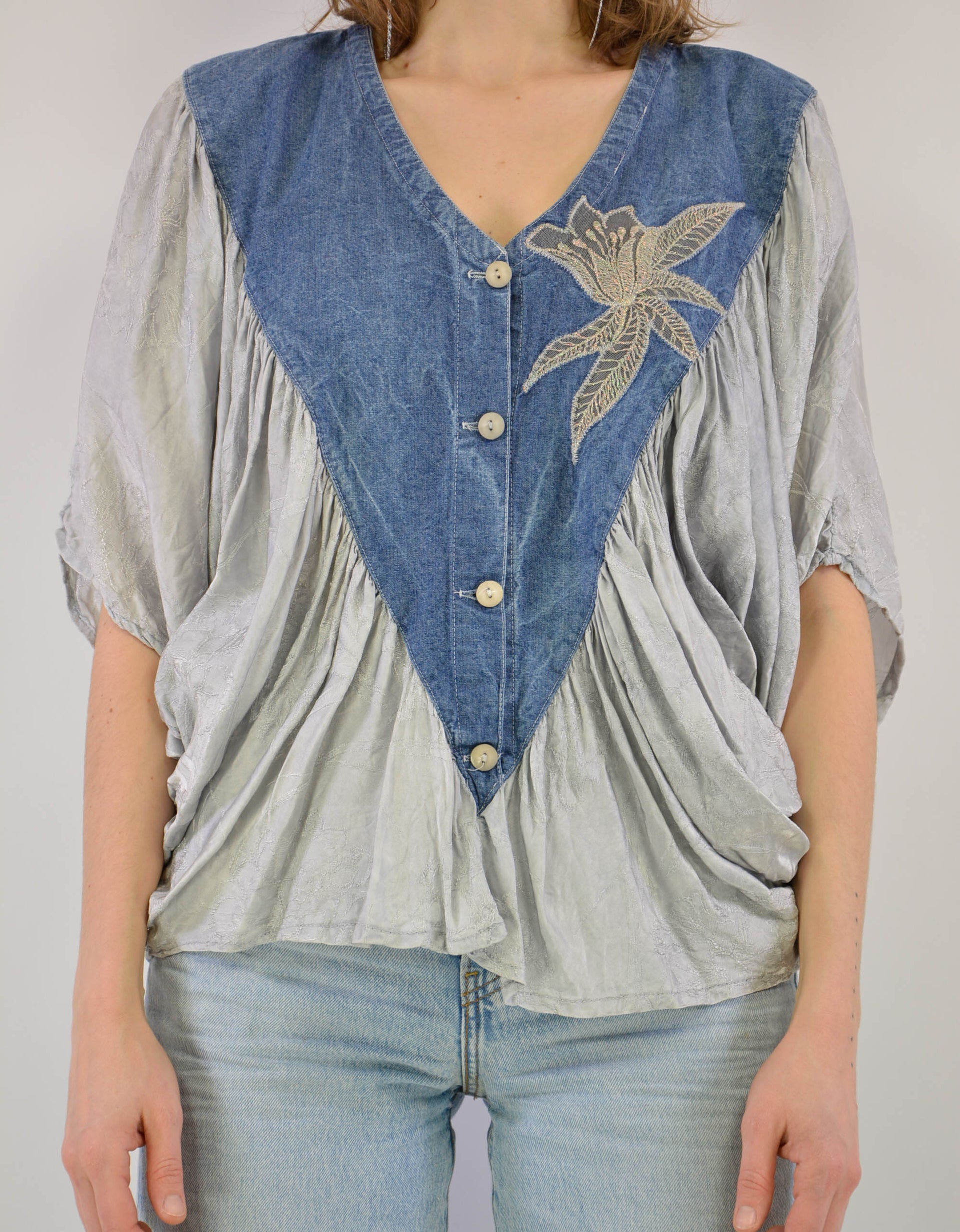 80s denim blouse - PICKNWEIGHT - VINTAGE KILO STORE