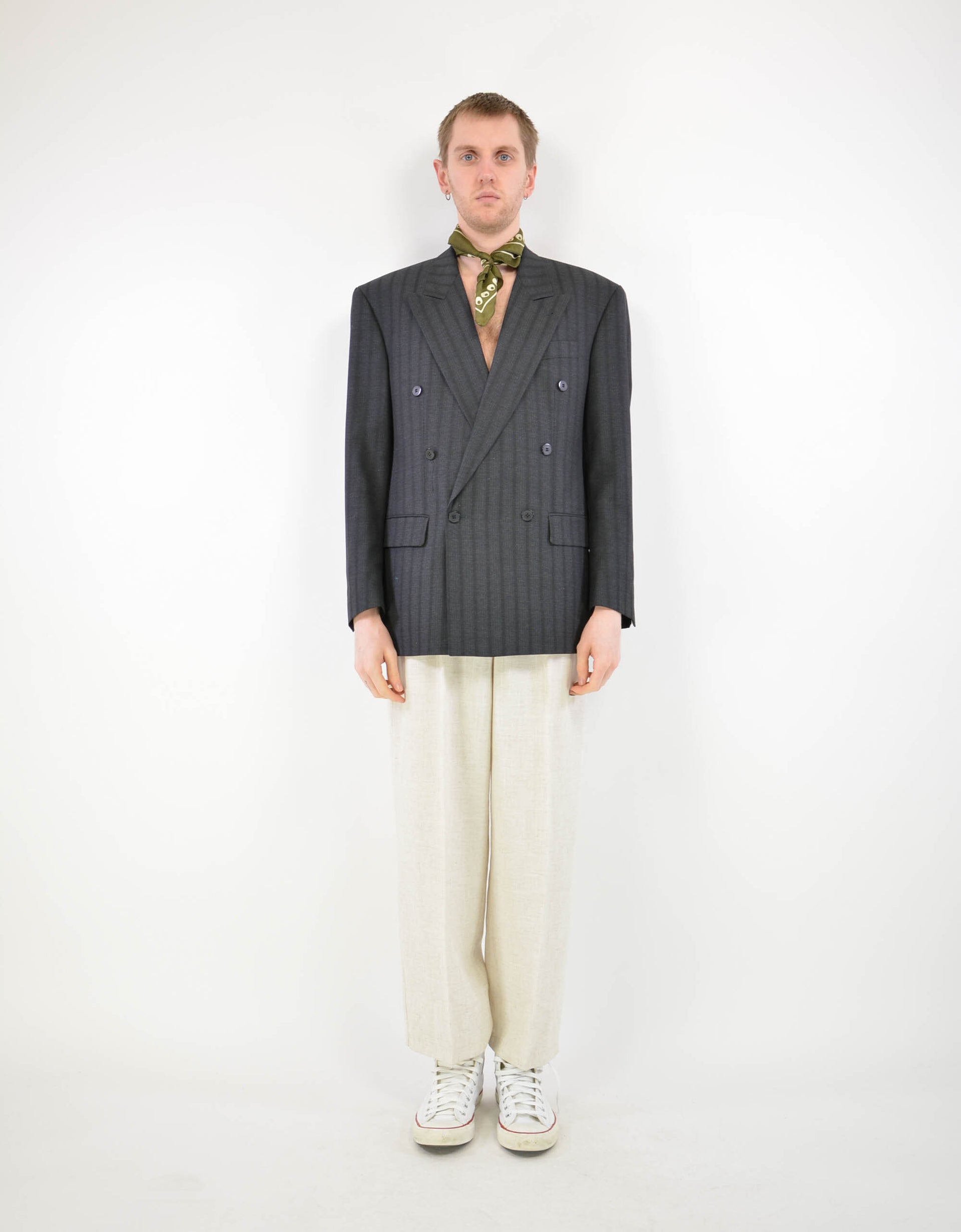 Double breasted striped suit jacket - PICKNWEIGHT - VINTAGE KILO STORE