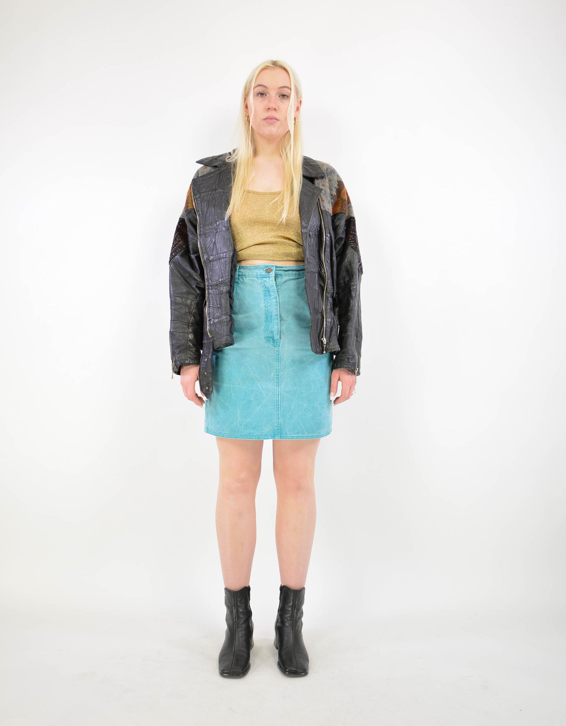 Patchwork leather jacket - PICKNWEIGHT - VINTAGE KILO STORE