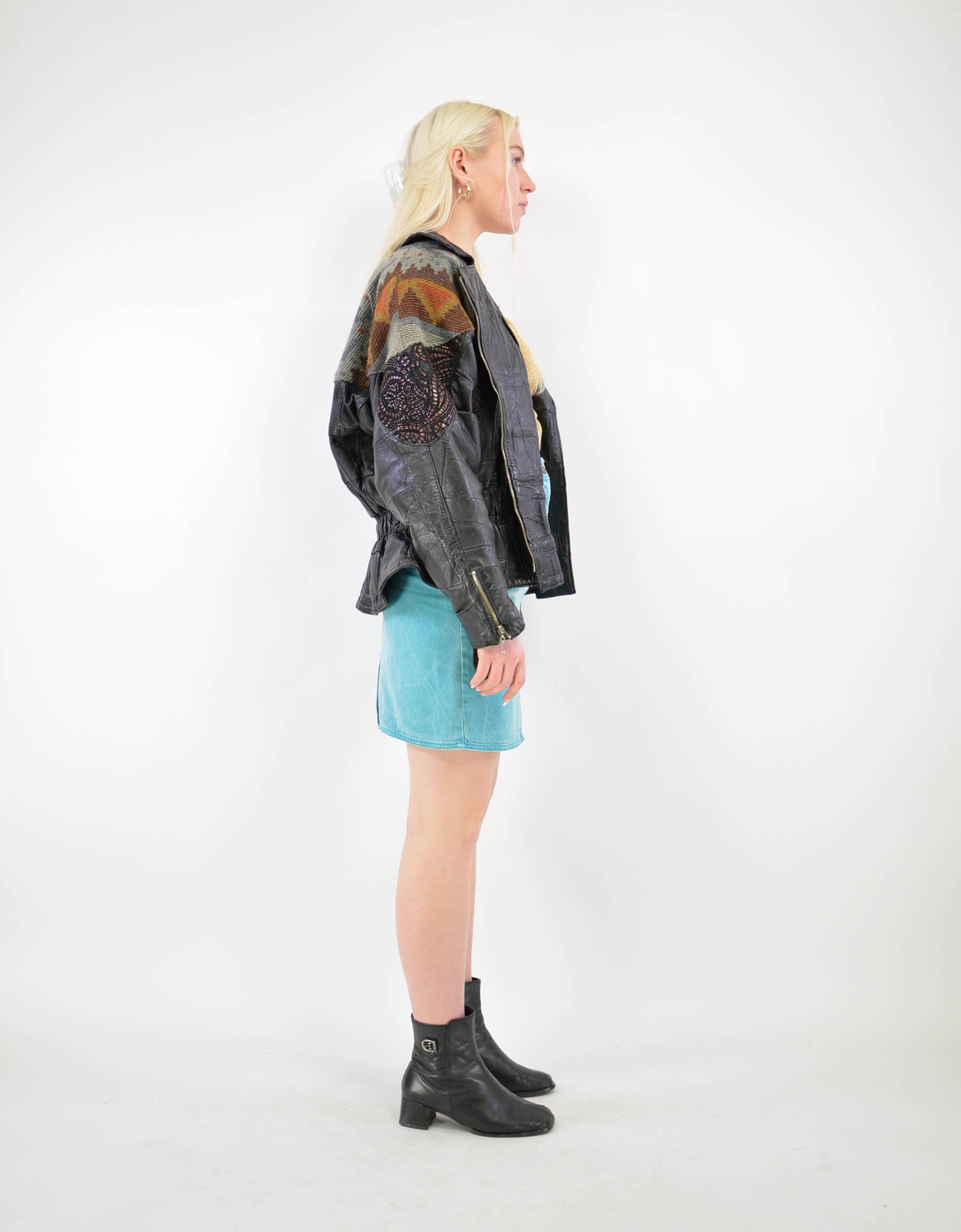 Patchwork leather jacket - PICKNWEIGHT - VINTAGE KILO STORE