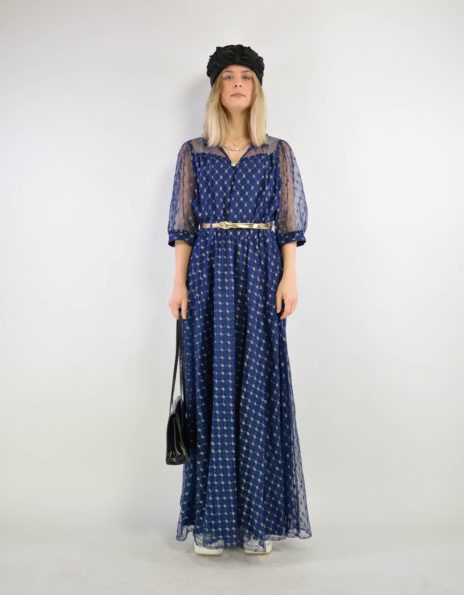 Blue metallic dress - PICKNWEIGHT - VINTAGE KILO STORE