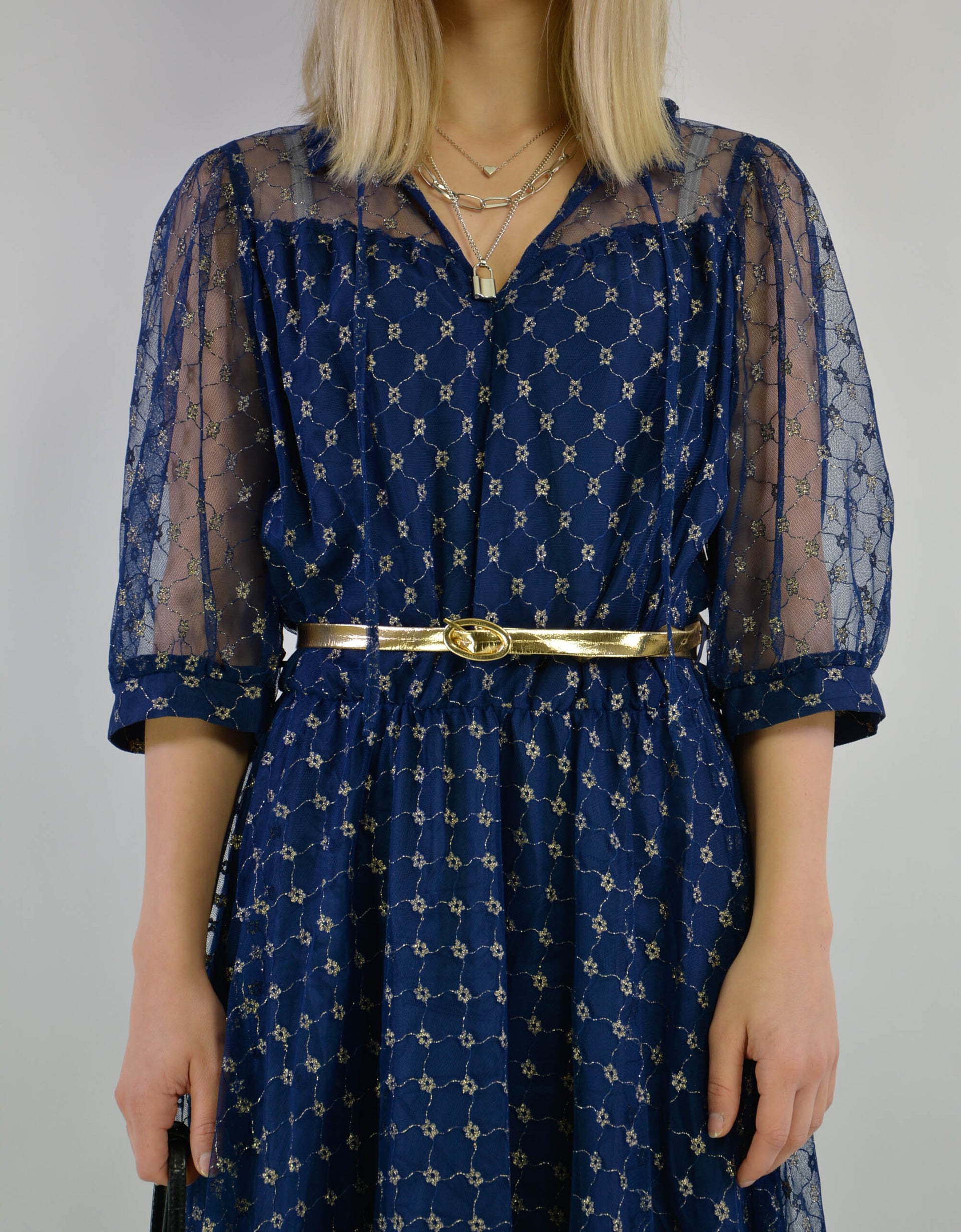 Blue metallic dress - PICKNWEIGHT - VINTAGE KILO STORE