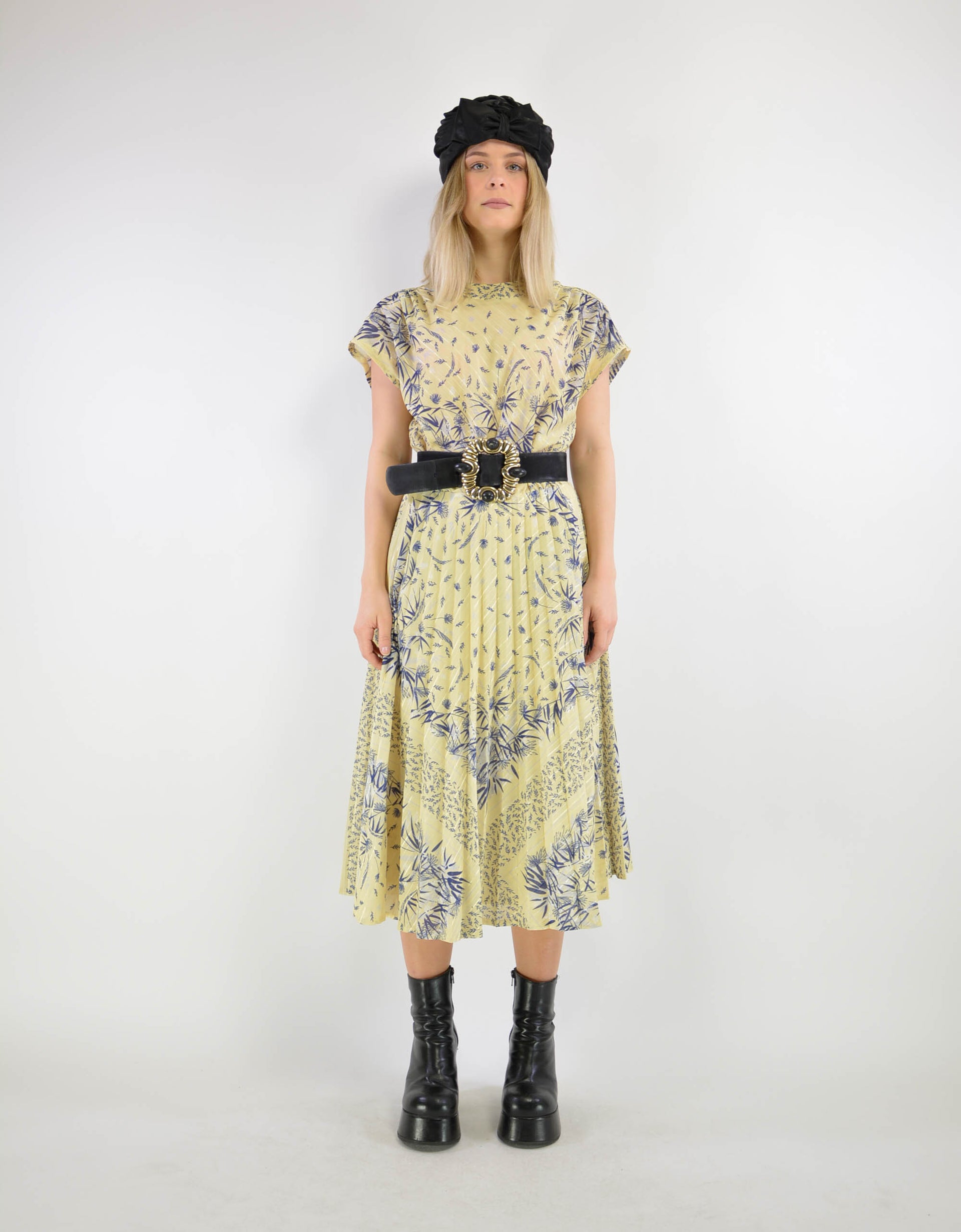 Golden flower dress - PICKNWEIGHT - VINTAGE KILO STORE