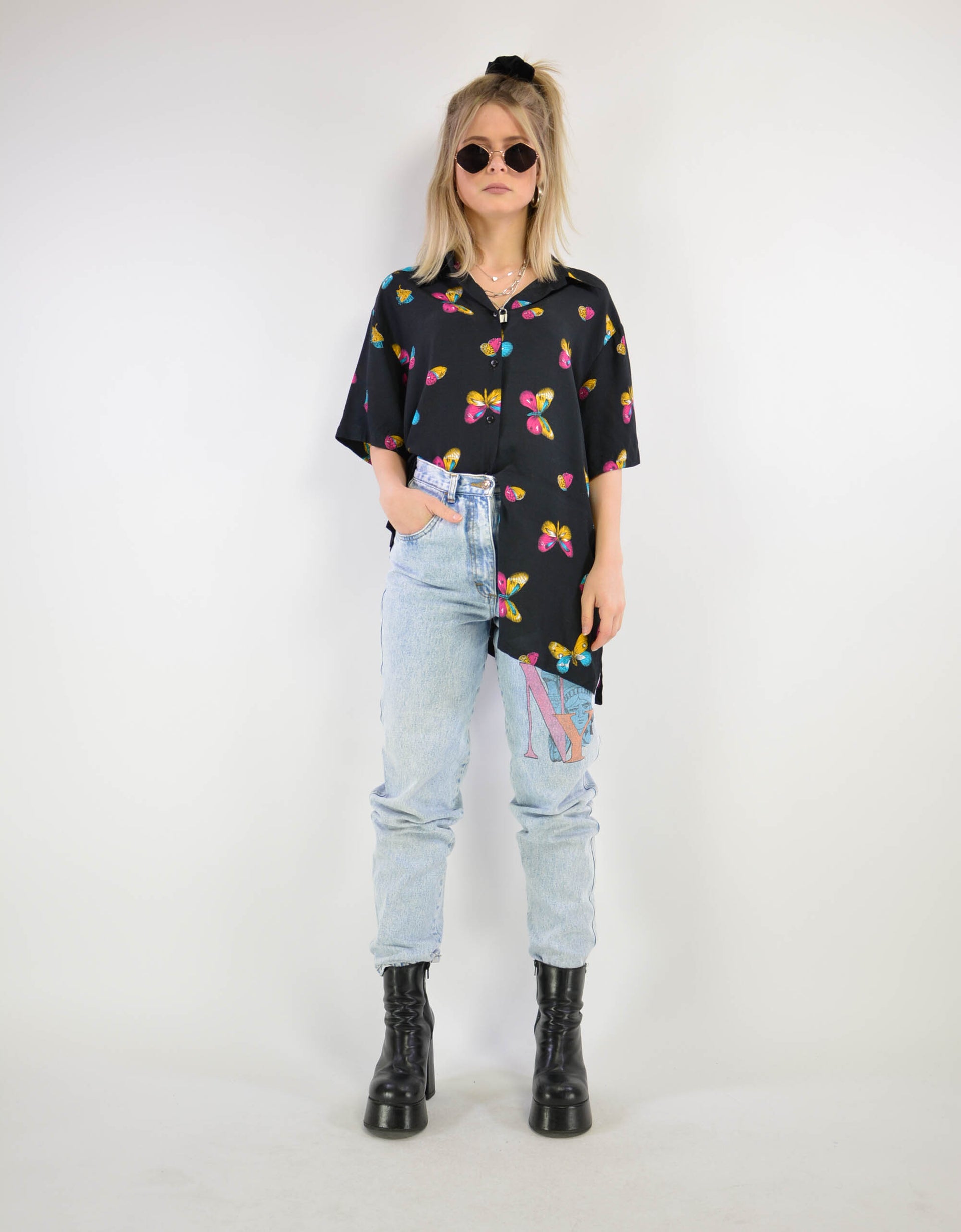 Butterfly print blouse - PICKNWEIGHT - VINTAGE KILO STORE