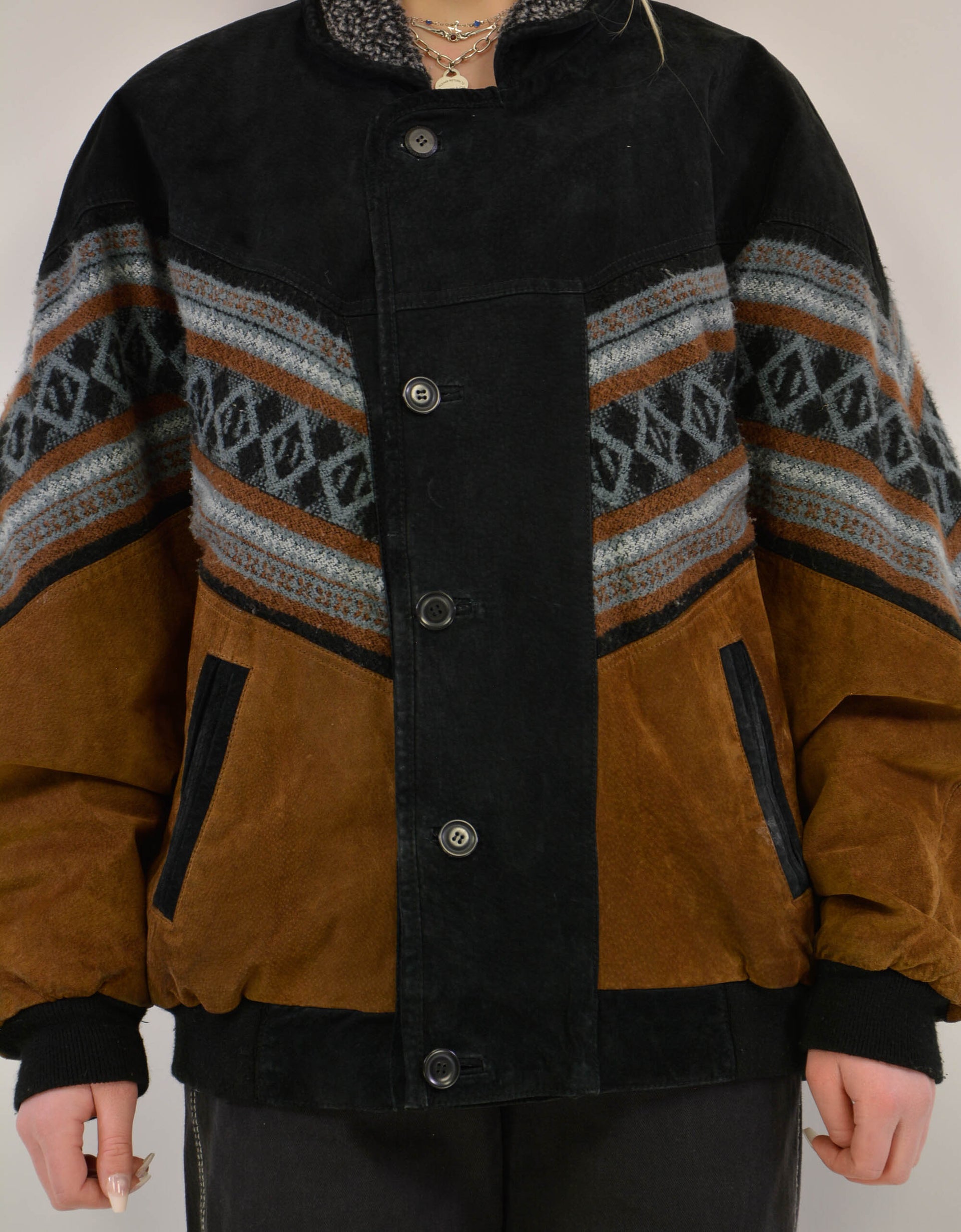 Aztec leather jacket - PICKNWEIGHT - VINTAGE KILO STORE
