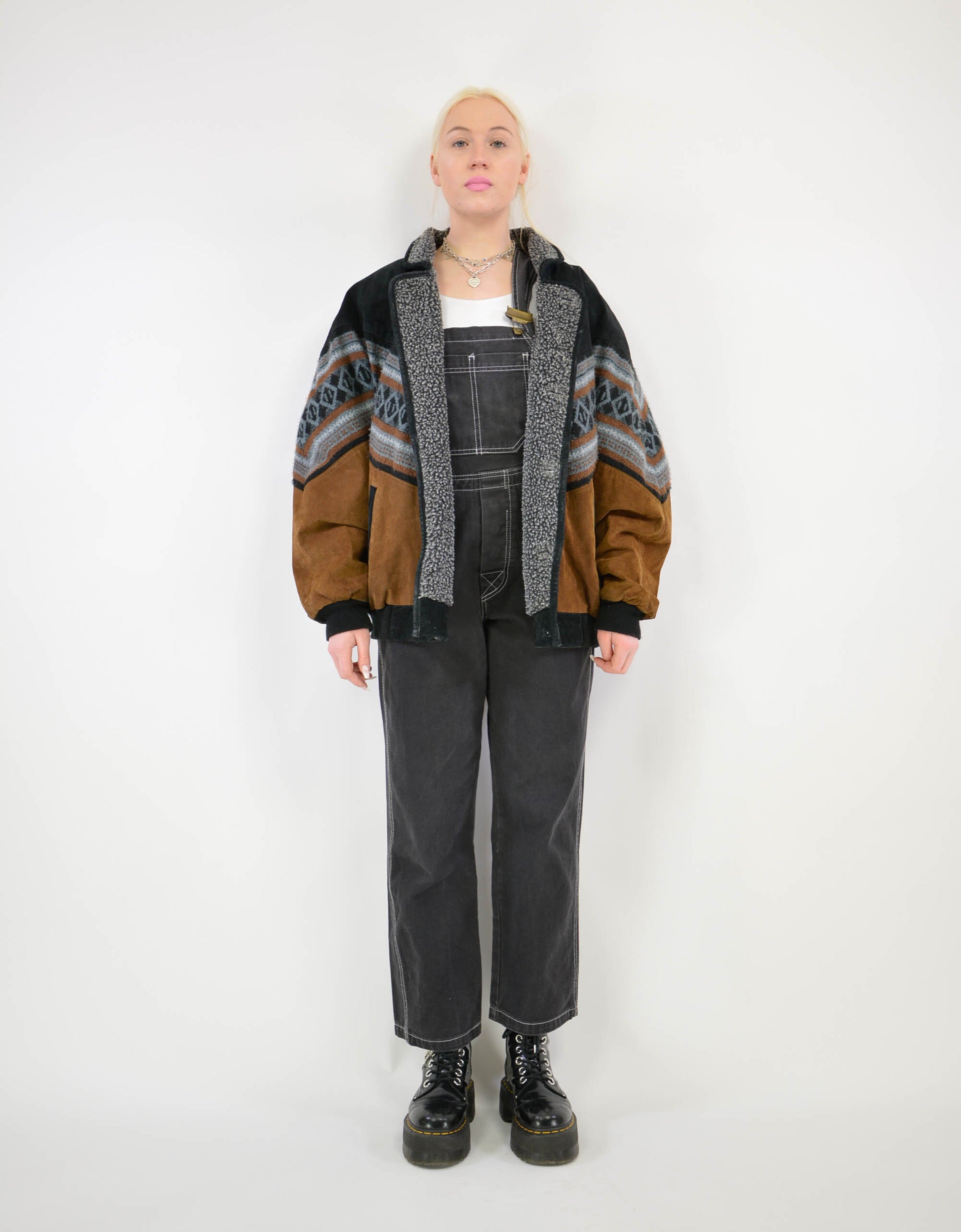 Aztec leather jacket - PICKNWEIGHT - VINTAGE KILO STORE