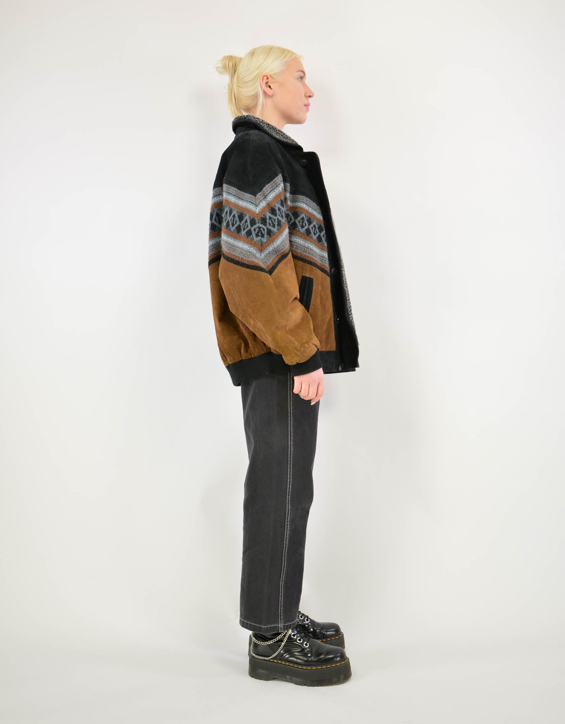 Aztec leather jacket - PICKNWEIGHT - VINTAGE KILO STORE