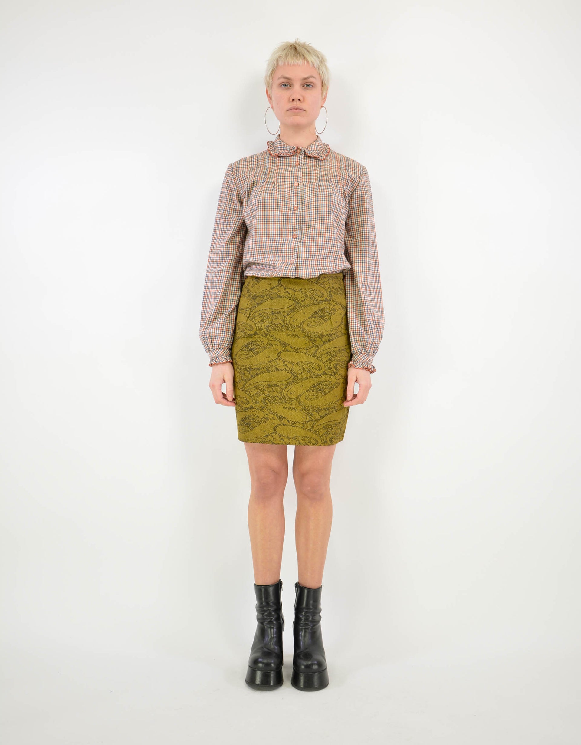 70s check blouse - PICKNWEIGHT - VINTAGE KILO STORE