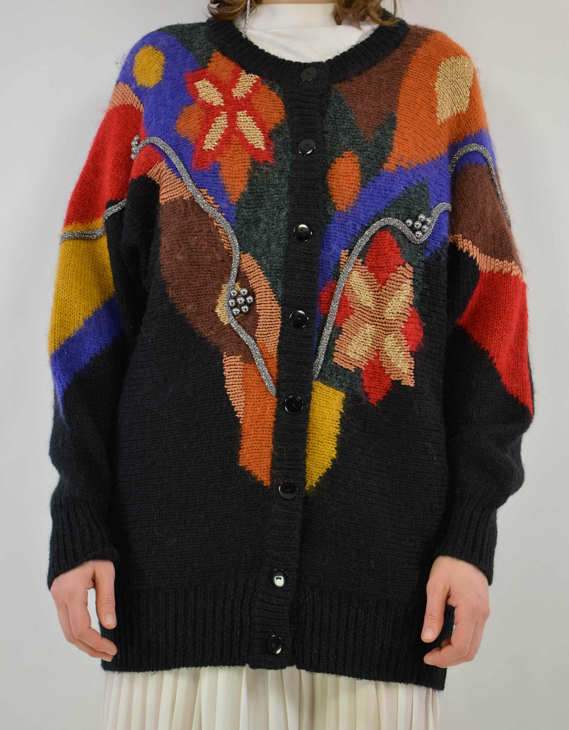 80s flower cardigan - PICKNWEIGHT - VINTAGE KILO STORE