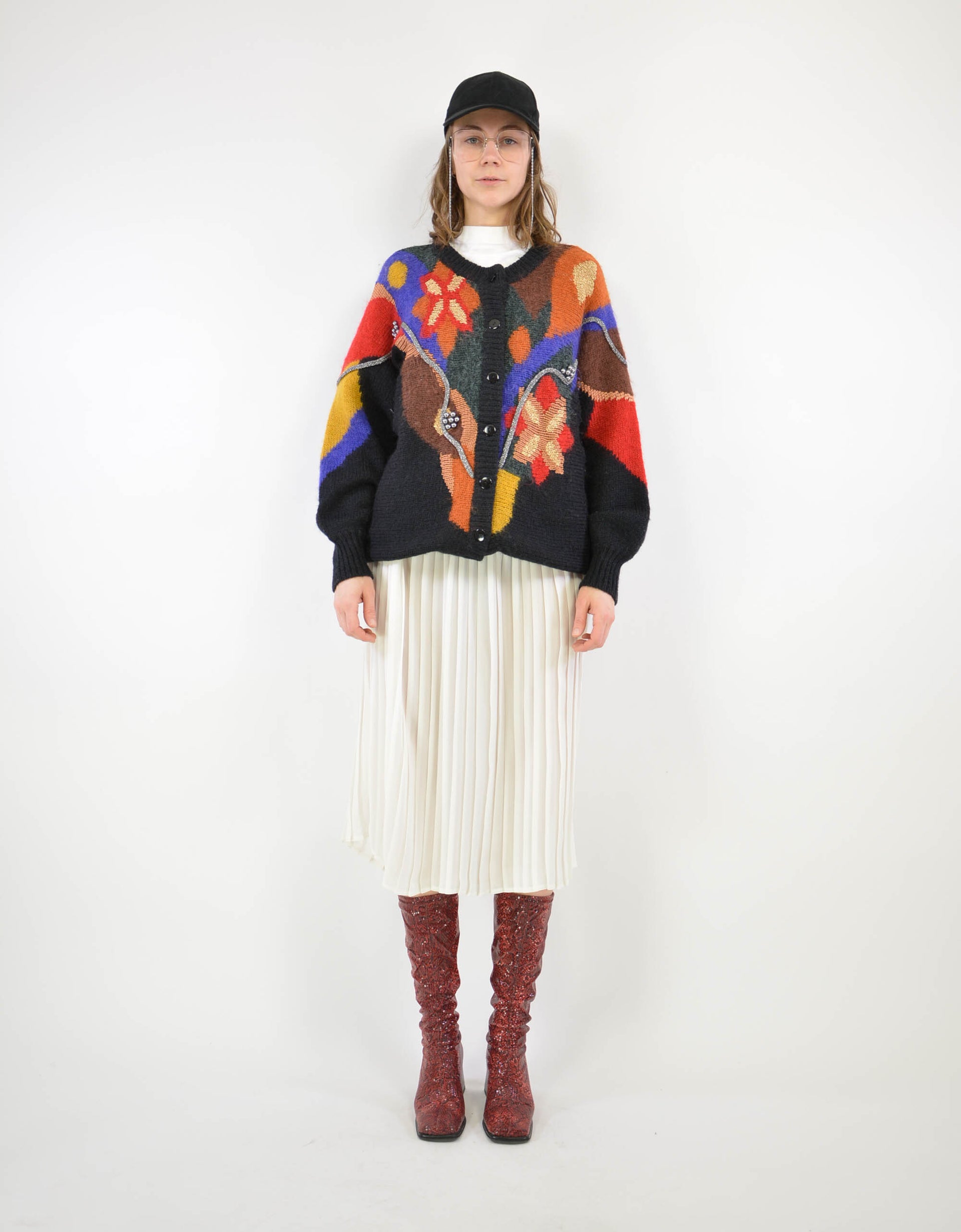 80s flower cardigan - PICKNWEIGHT - VINTAGE KILO STORE