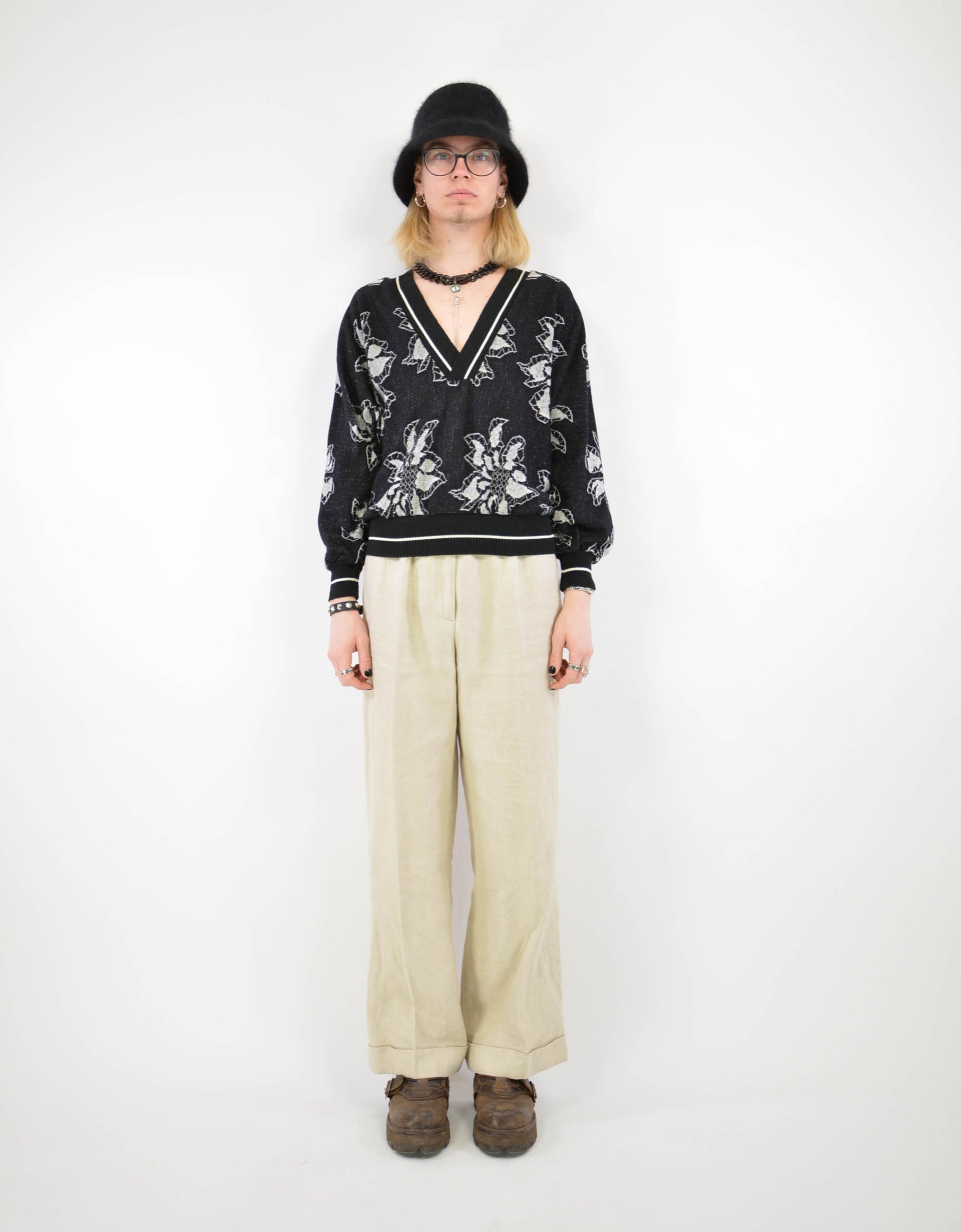 Flower knitwear sweater - PICKNWEIGHT - VINTAGE KILO STORE