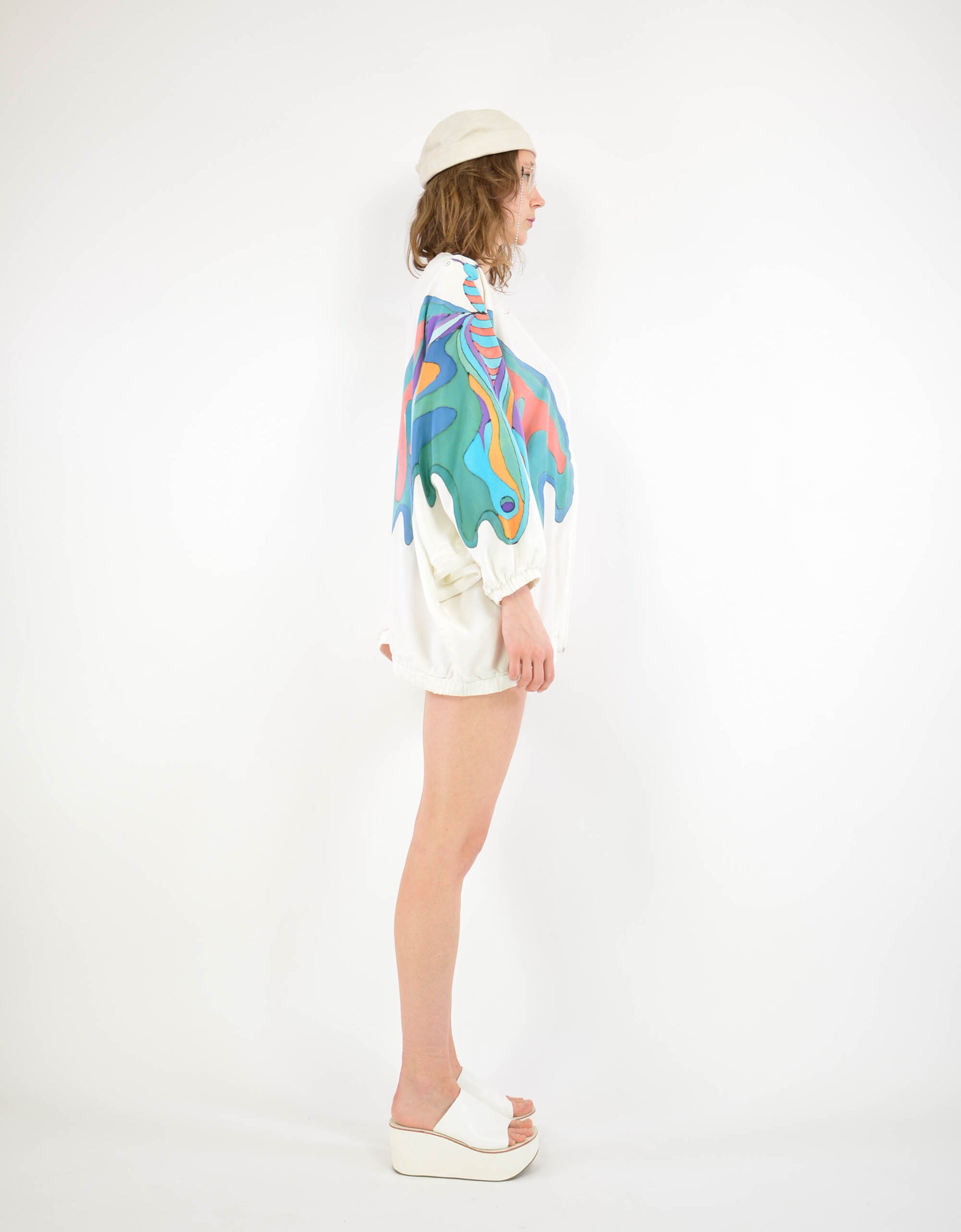 White 80s print jacket - PICKNWEIGHT - VINTAGE KILO STORE