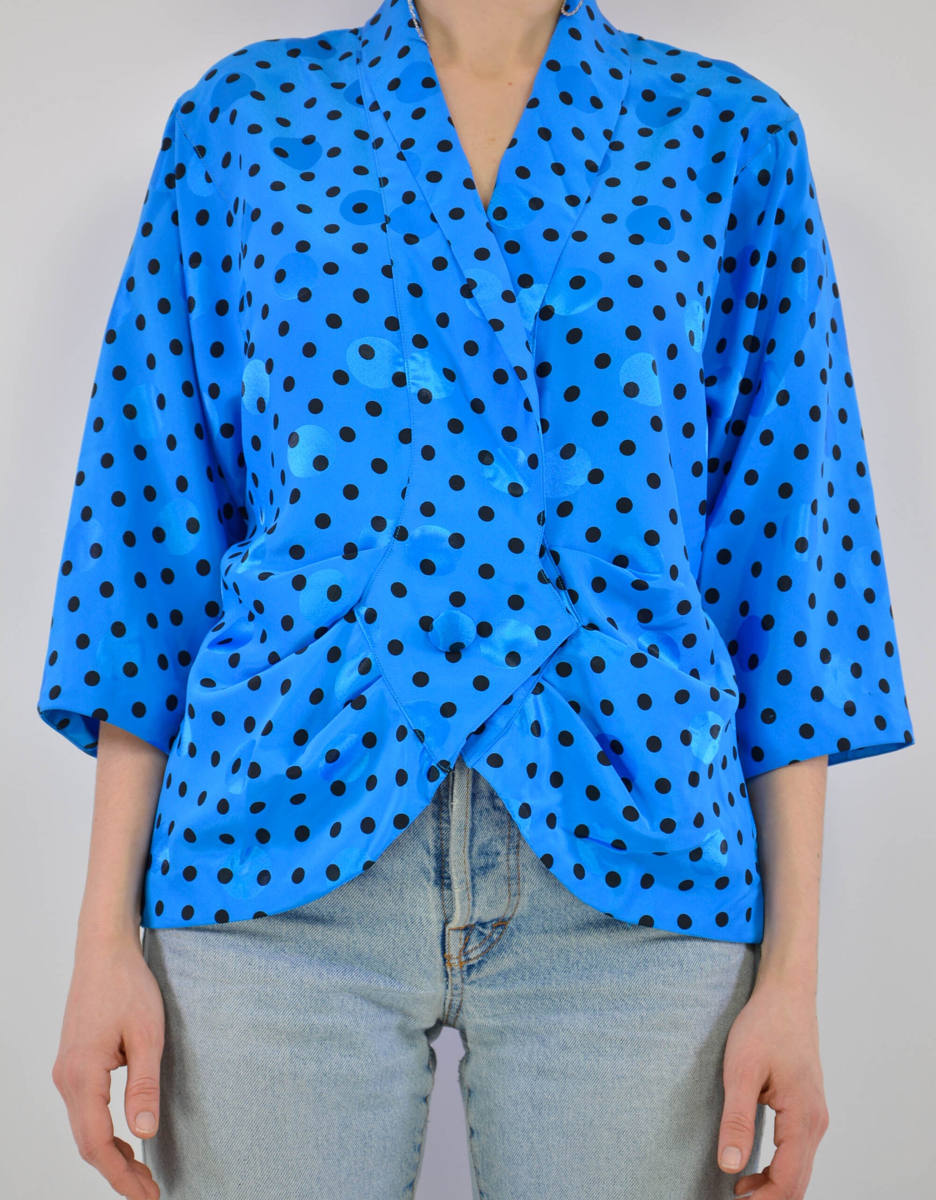 Blue dotted blouse - PICKNWEIGHT - VINTAGE KILO STORE