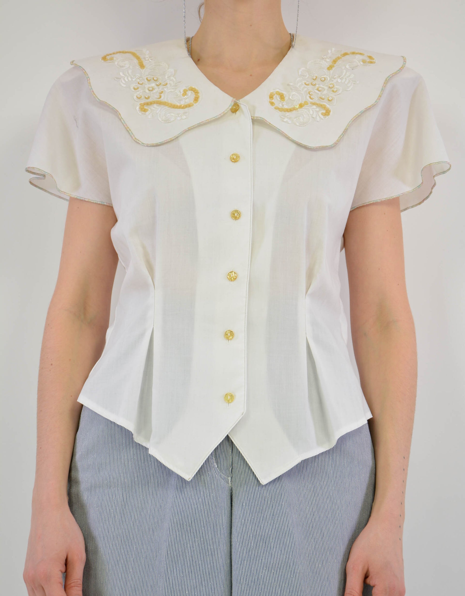 White embroidered blouse - PICKNWEIGHT - VINTAGE KILO STORE