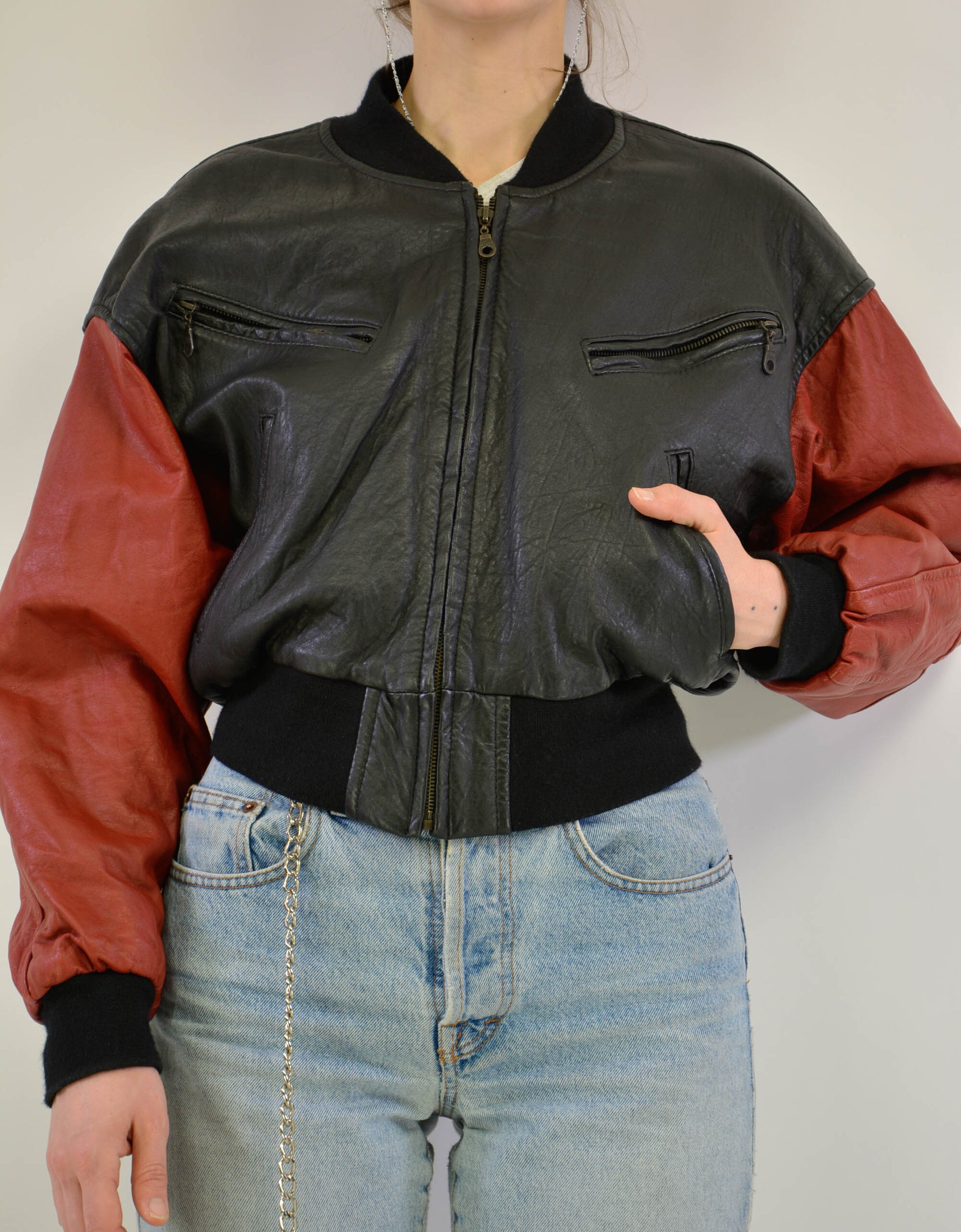 80s leather jacket - PICKNWEIGHT - VINTAGE KILO STORE