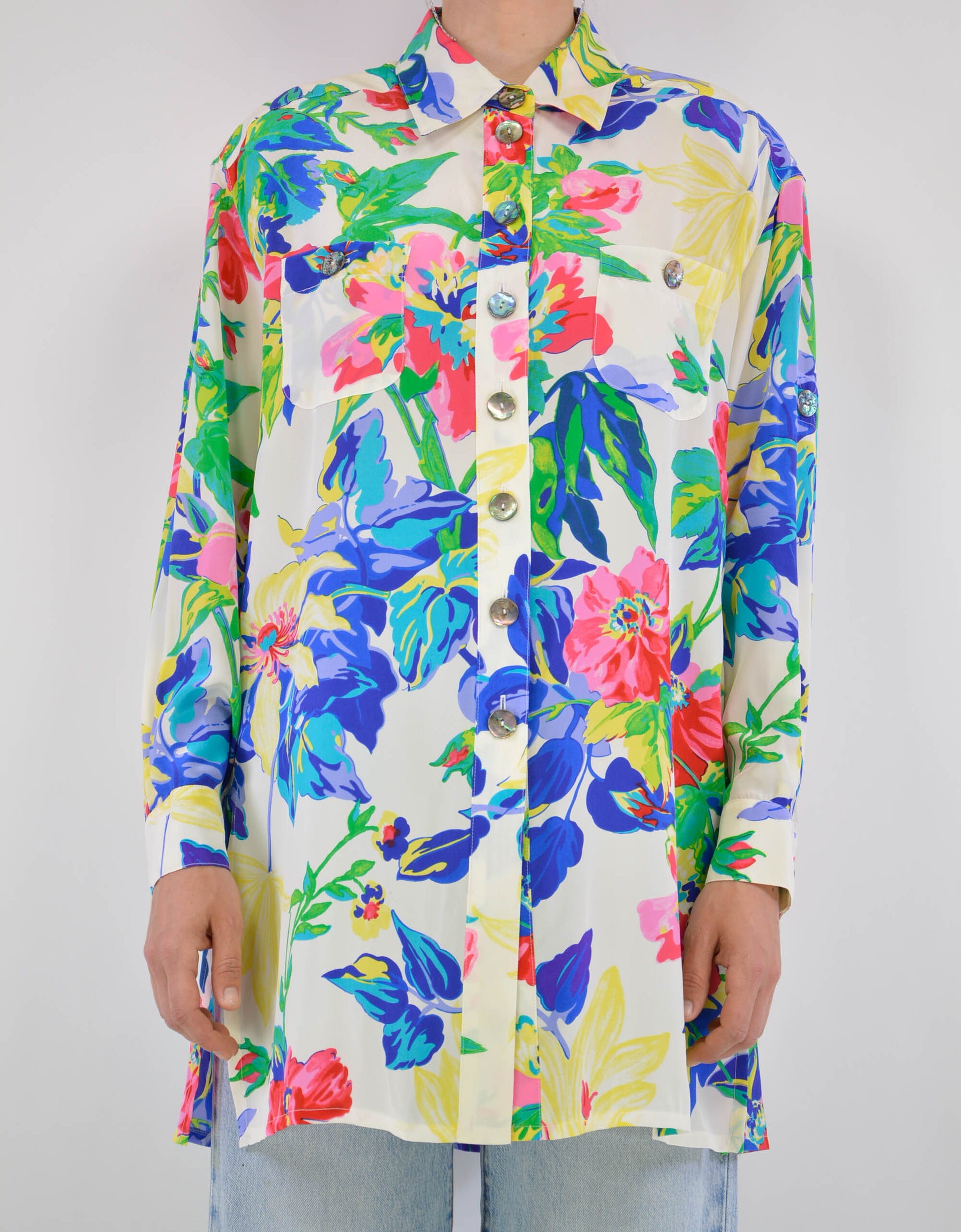 Flower silk blouse - PICKNWEIGHT - VINTAGE KILO STORE