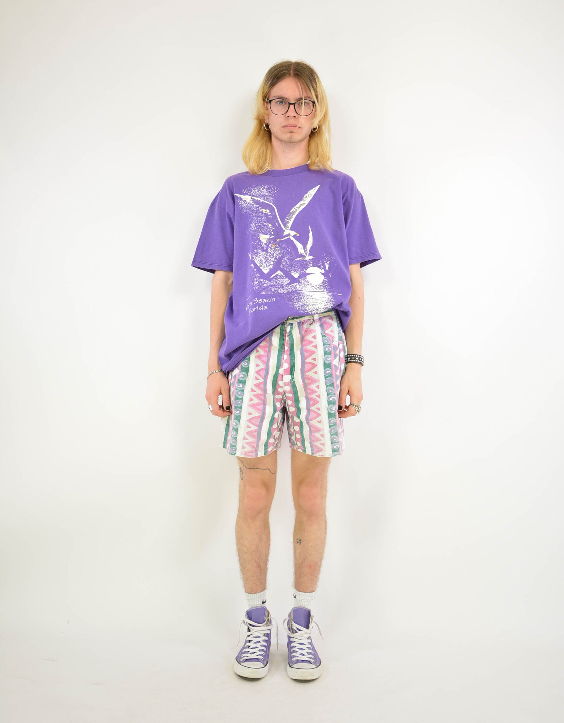 Purple beach print tee - PICKNWEIGHT - VINTAGE KILO STORE
