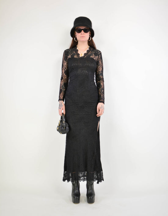 Embroidered black dress - PICKNWEIGHT - VINTAGE KILO STORE