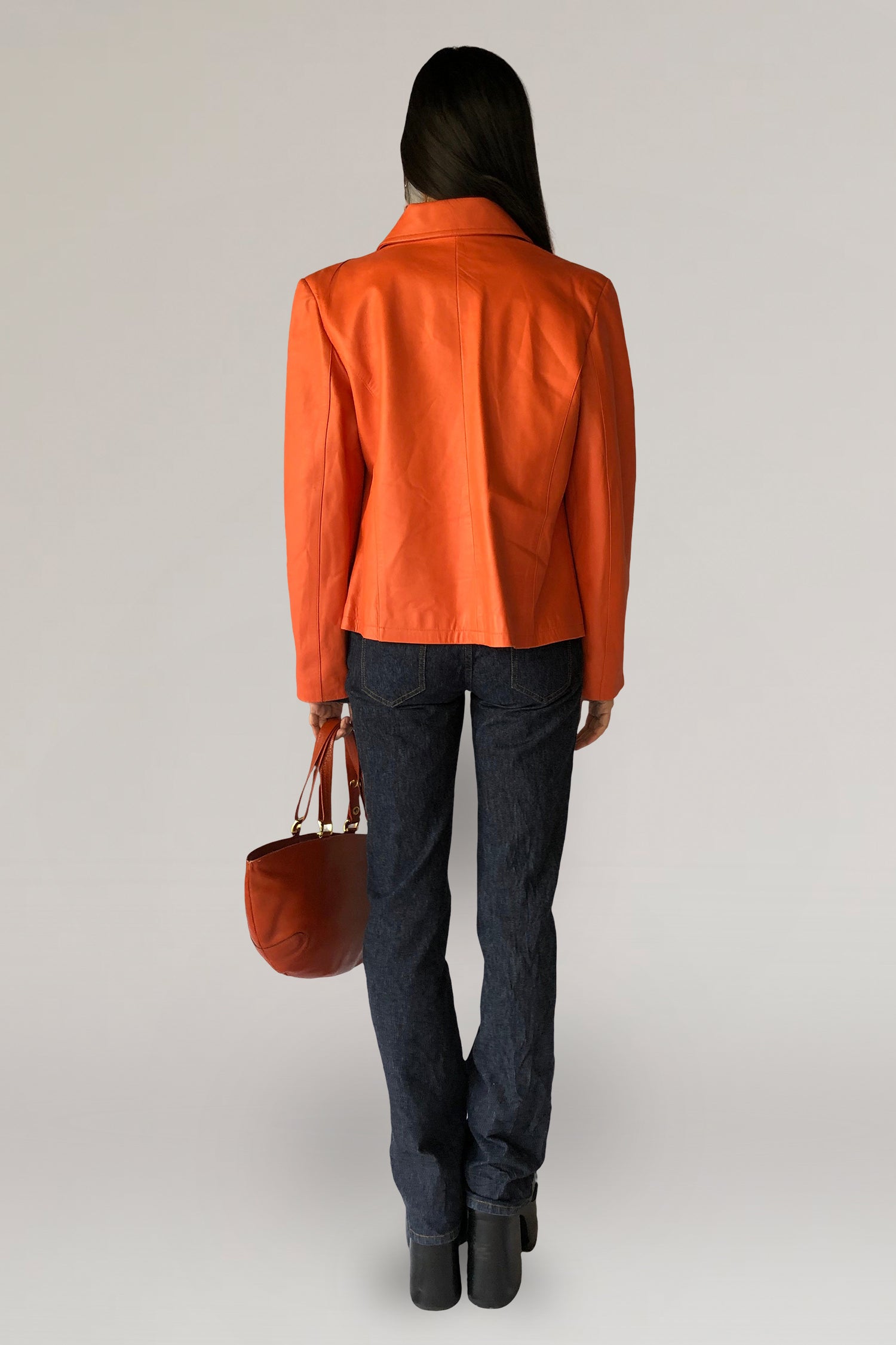 Orange leatherjacket - PICKNWEIGHT - VINTAGE KILO STORE