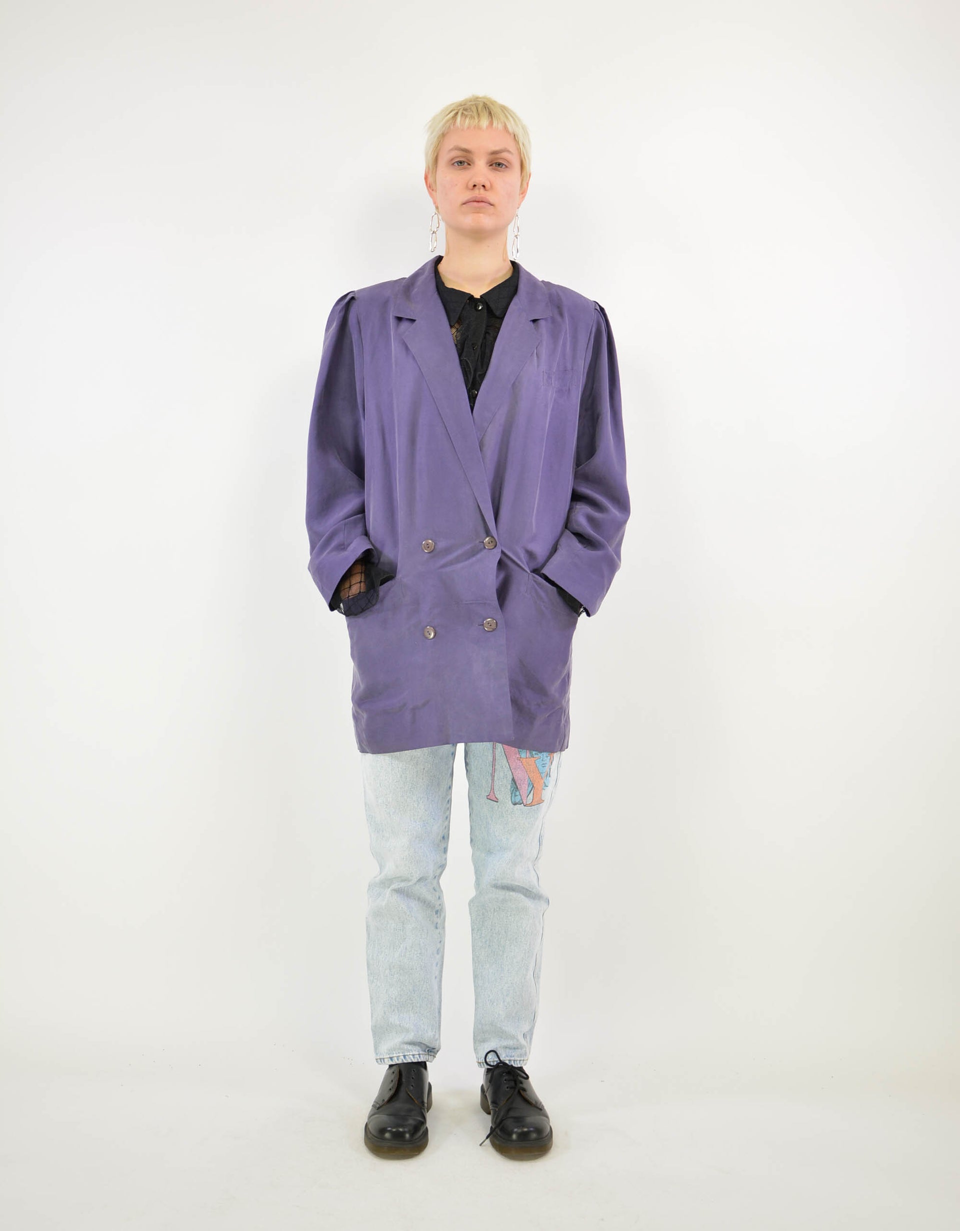 Purple silk blazer - PICKNWEIGHT - VINTAGE KILO STORE