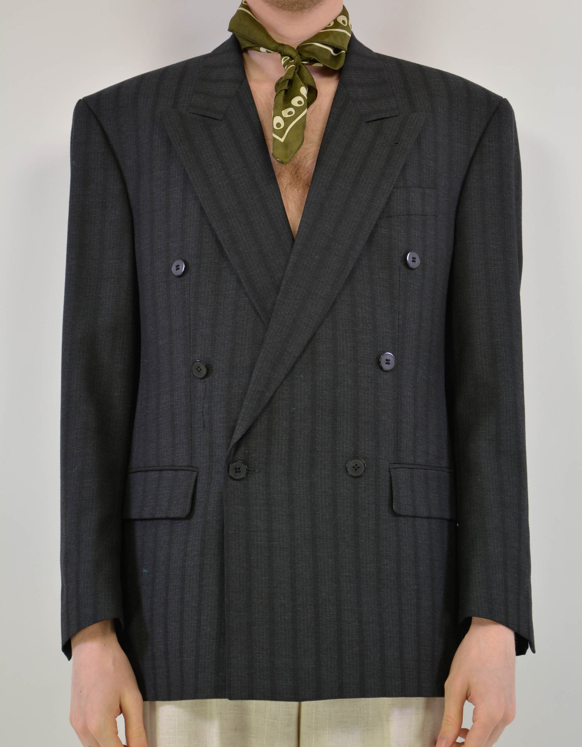 Double breasted striped suit jacket - PICKNWEIGHT - VINTAGE KILO STORE
