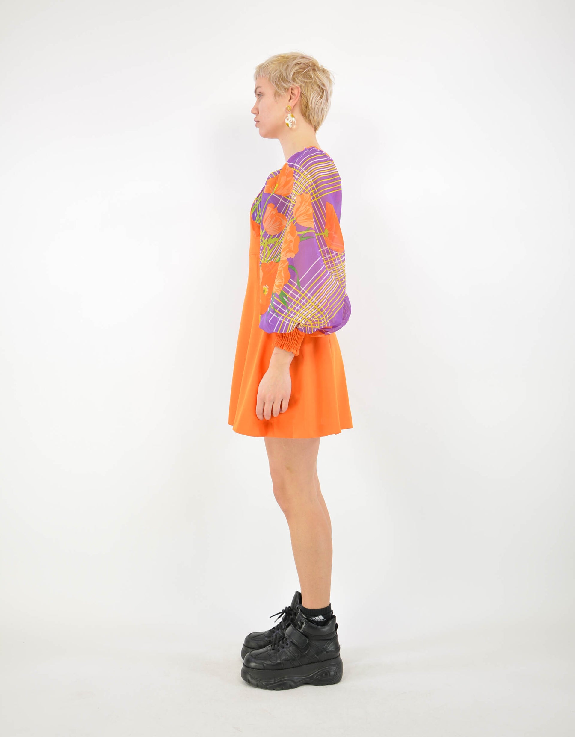 70s orange floral dress - PICKNWEIGHT - VINTAGE KILO STORE