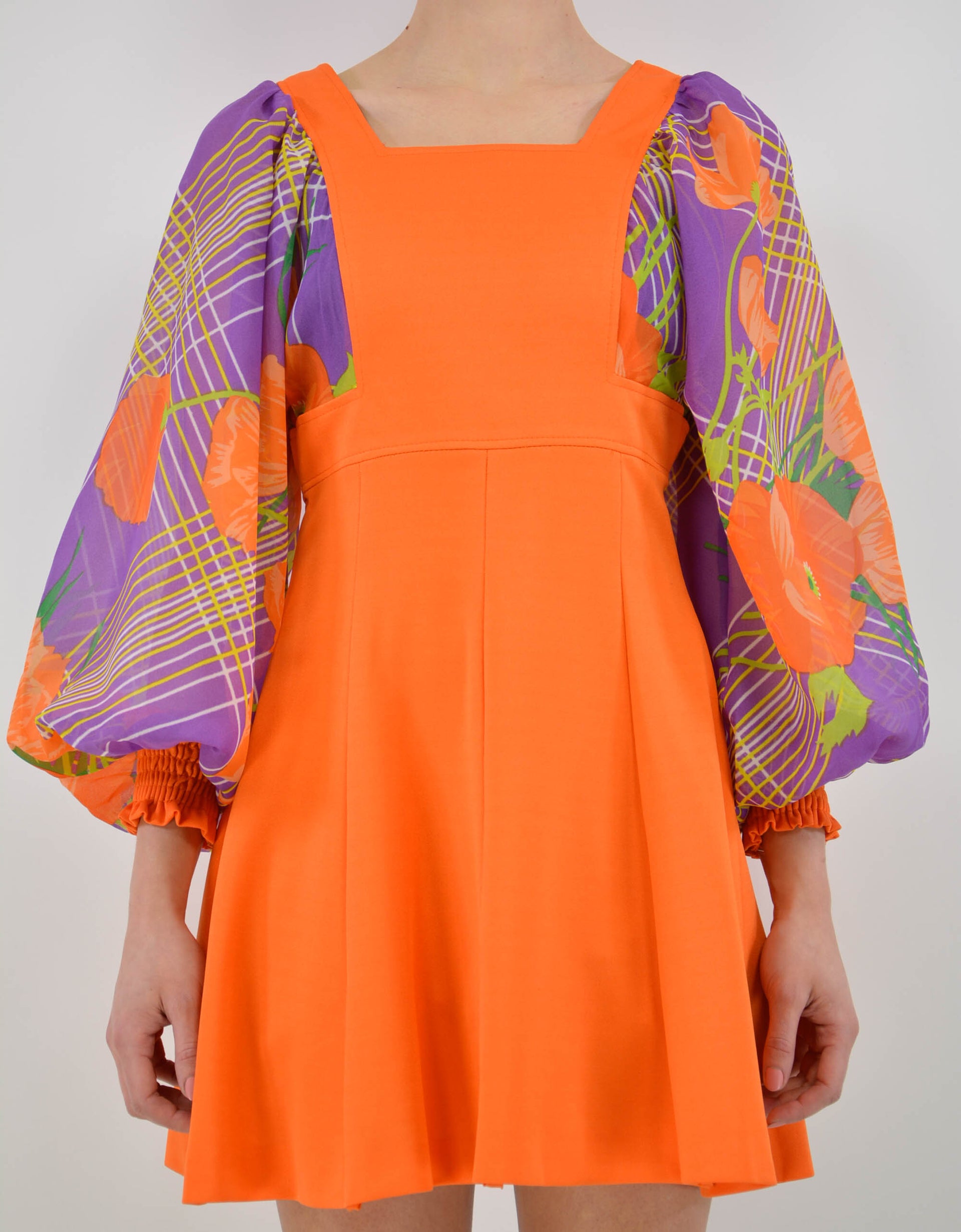 70s orange floral dress - PICKNWEIGHT - VINTAGE KILO STORE