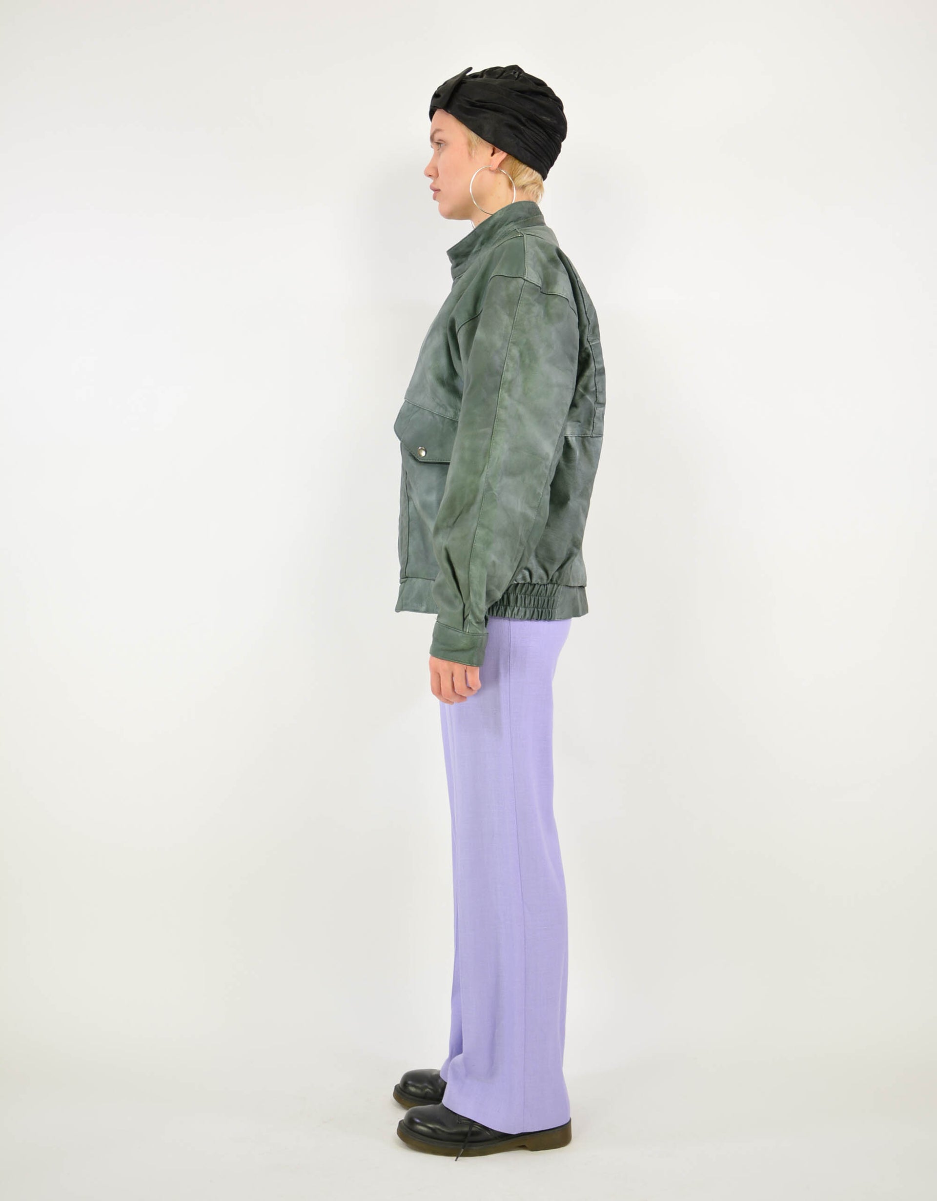 Green leather jacket - PICKNWEIGHT - VINTAGE KILO STORE