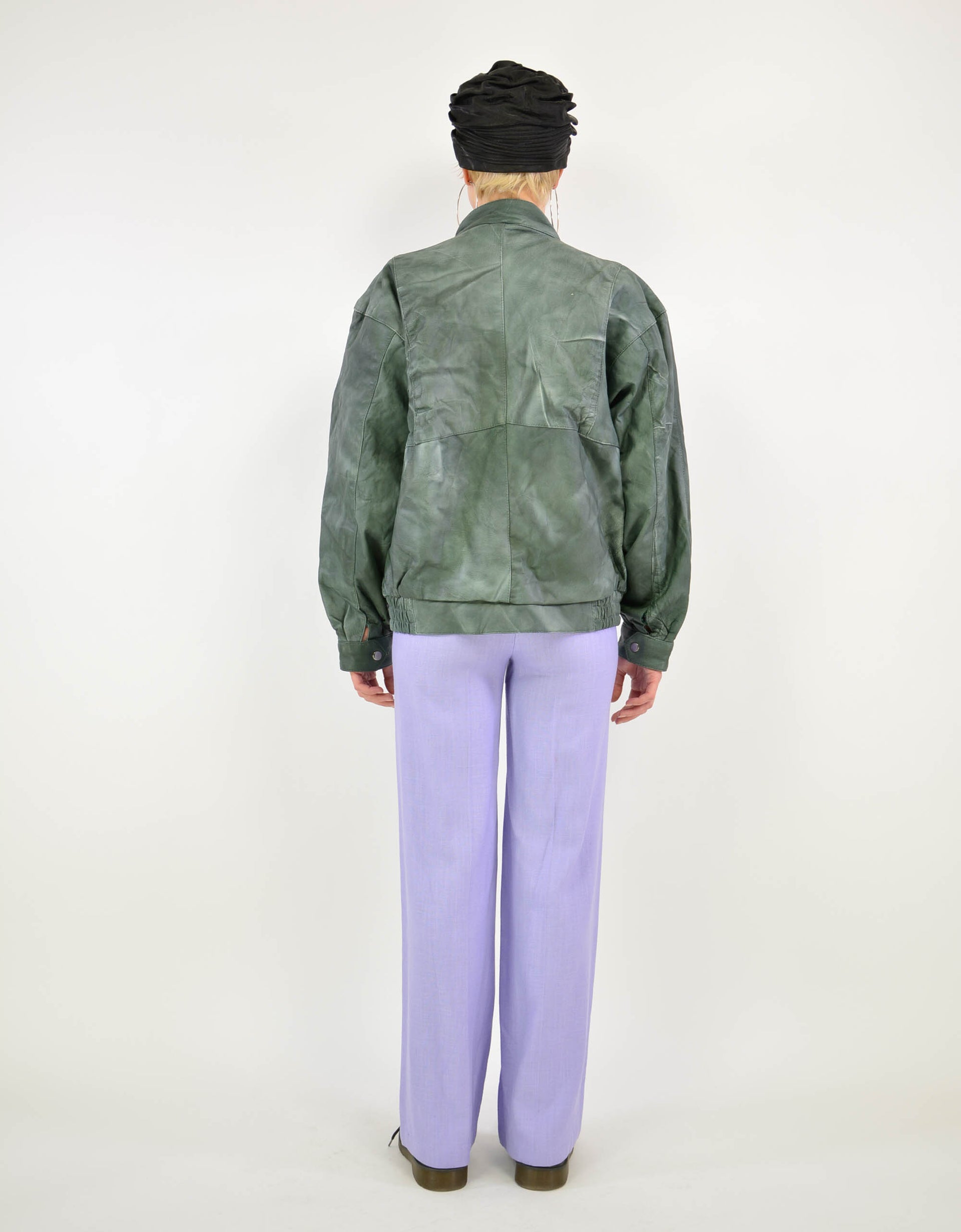 Green leather jacket - PICKNWEIGHT - VINTAGE KILO STORE