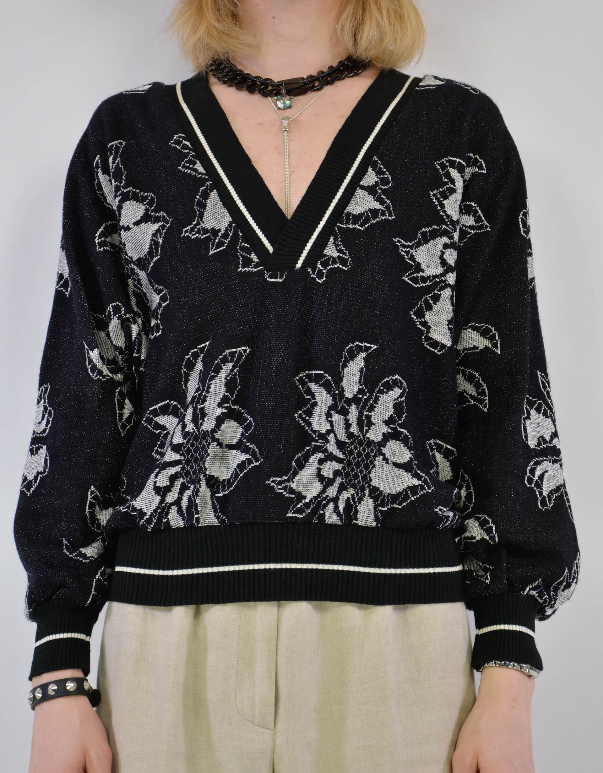 Flower knitwear sweater - PICKNWEIGHT - VINTAGE KILO STORE