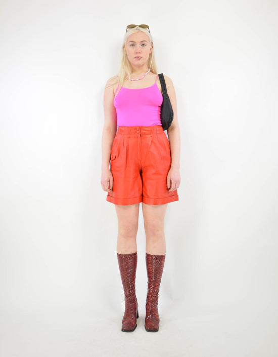 Red leather skirt - PICKNWEIGHT - VINTAGE KILO STORE