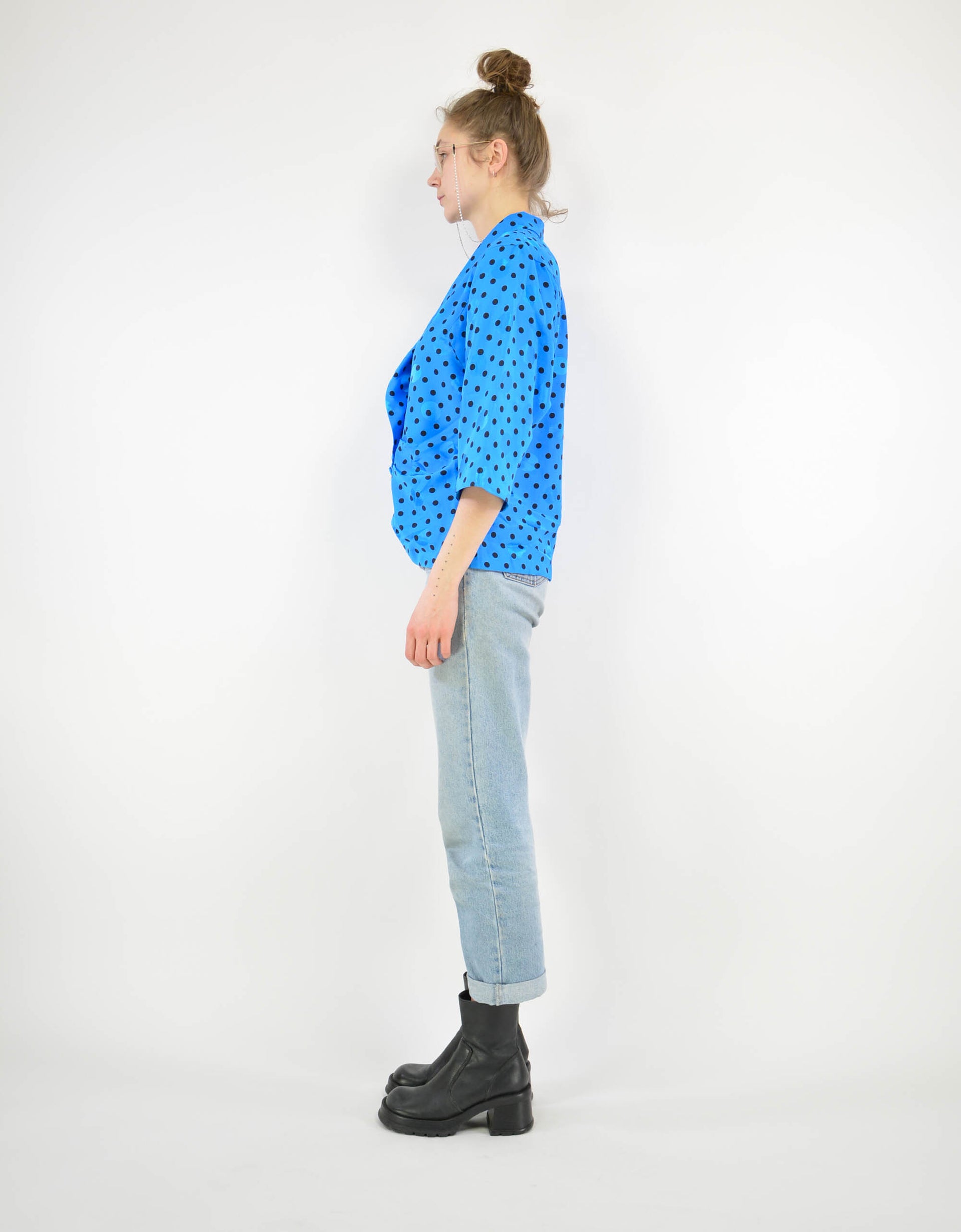 Blue dotted blouse - PICKNWEIGHT - VINTAGE KILO STORE
