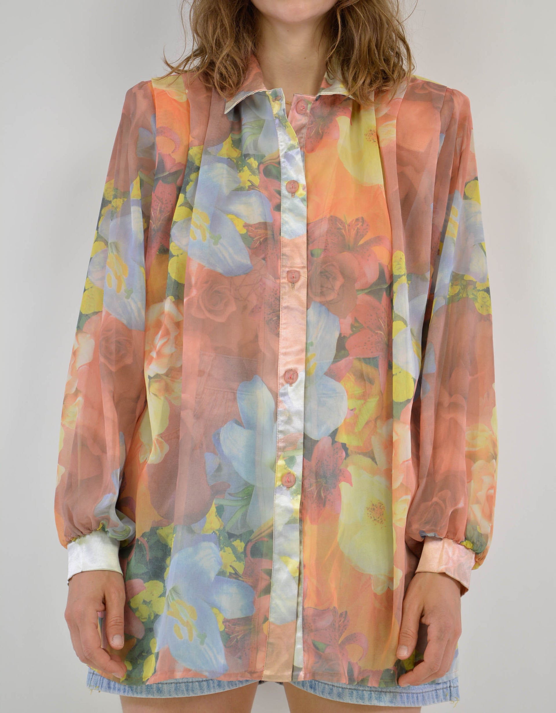 Transparent flower blouse - PICKNWEIGHT - VINTAGE KILO STORE