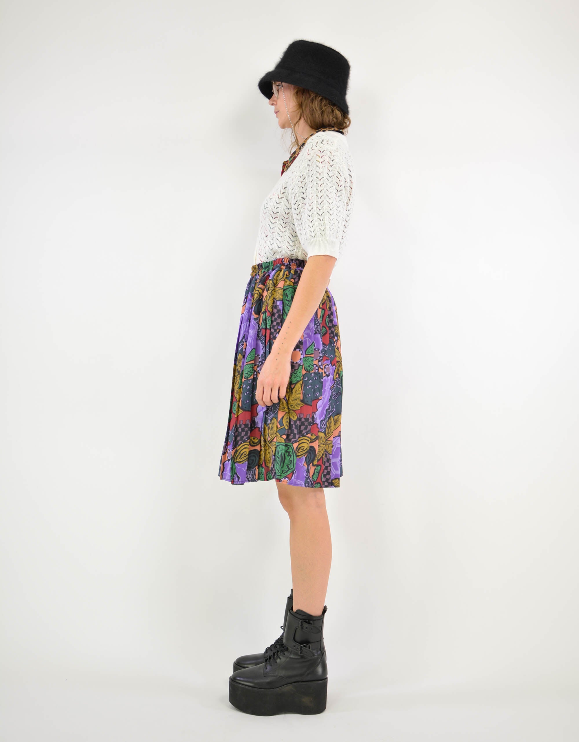 Floral mini clearance skirt 80s